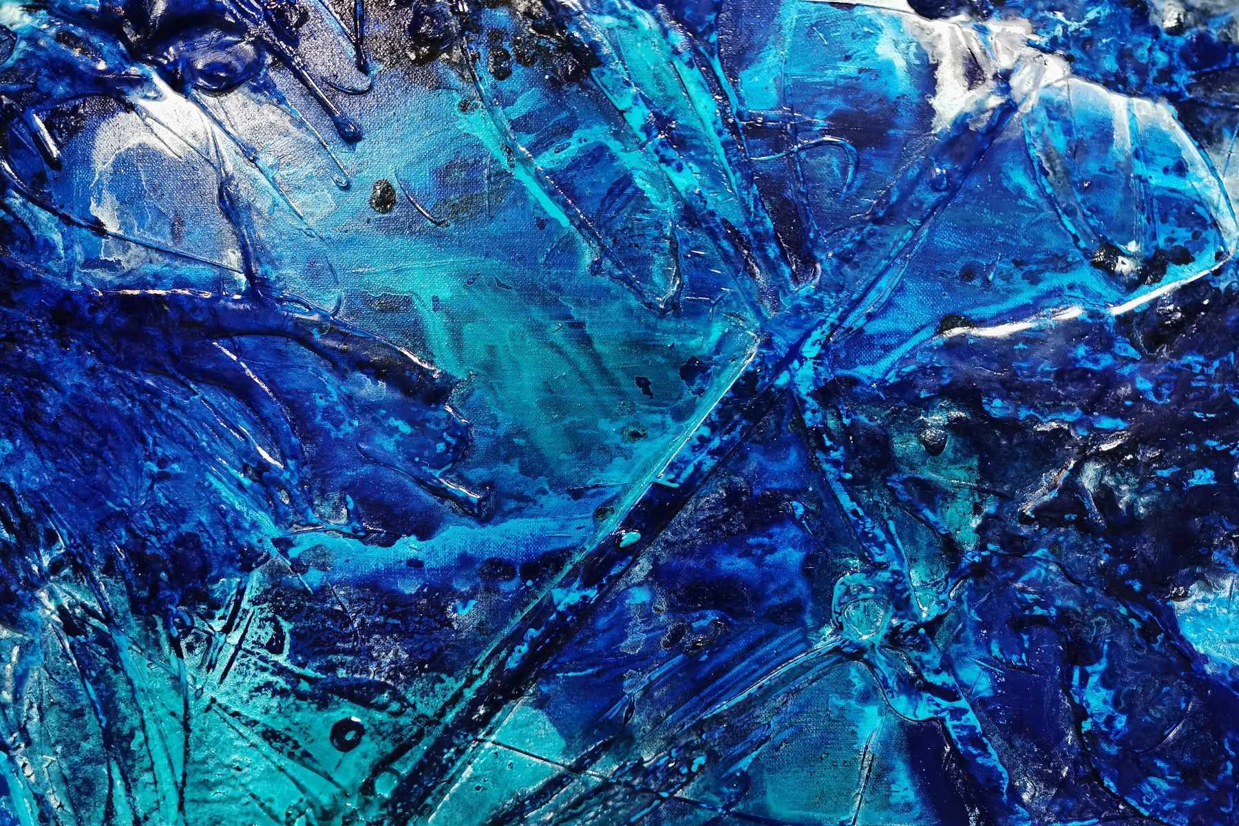 Azure Royalty 270cm x 120cm Blue White Textured Abstract Canvas Art - Modern Wall Decor for Living Room, Bedroom & Office