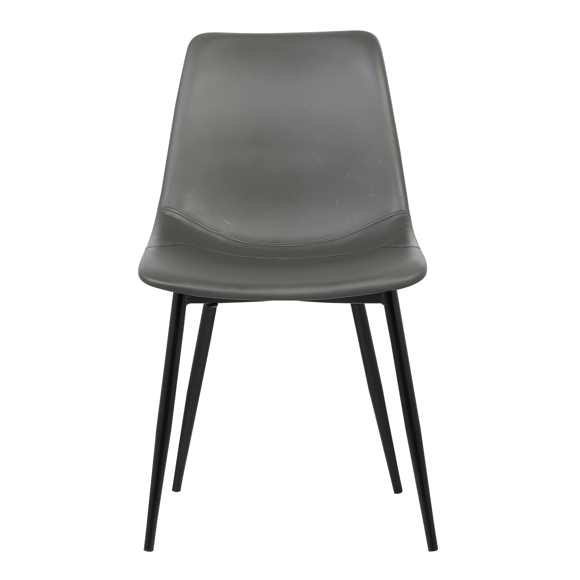 Armen Living Monte Mid Century Modern Dining Chair - Charcoal Gray Faux Leather with Black Metal Legs - Perfect for Kitchen, Dining Table, Home Office Desk & Vanity Area