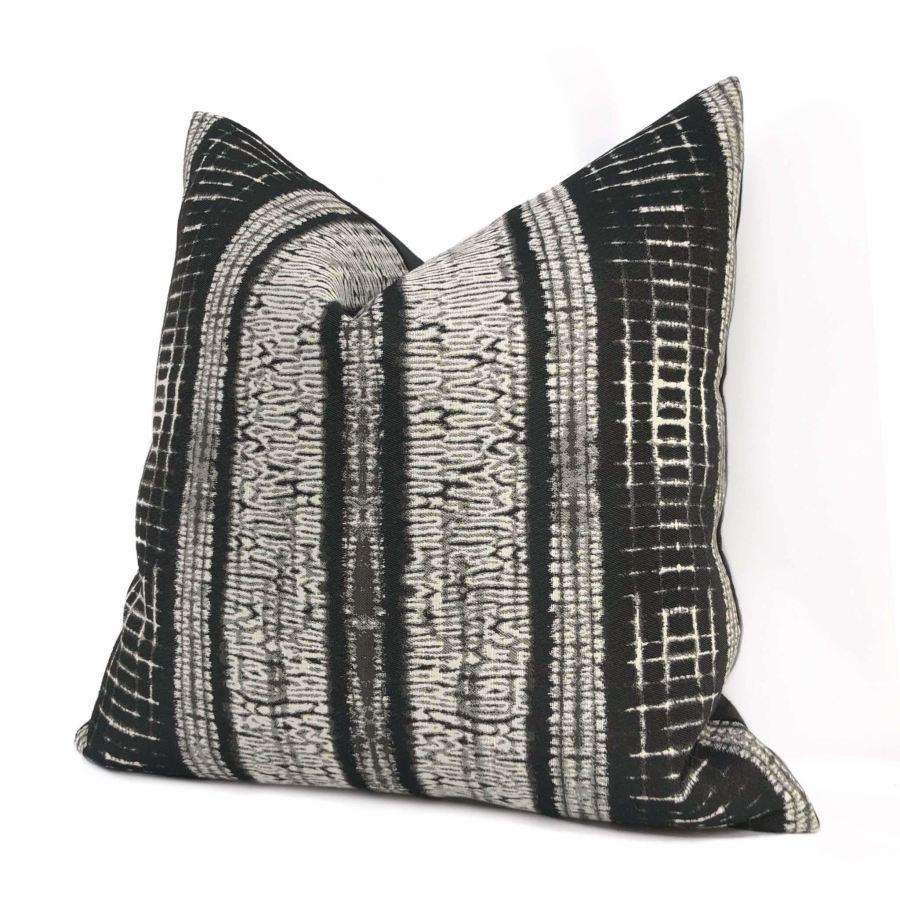 Kordari Soft Black Tribal Stripe Pillow Cover - Decorative Boho Throw Pillow Case for Couch, Bed, Sofa - 18x18 Inches - Perfect for Living Room, Bedroom, Dorm Decor