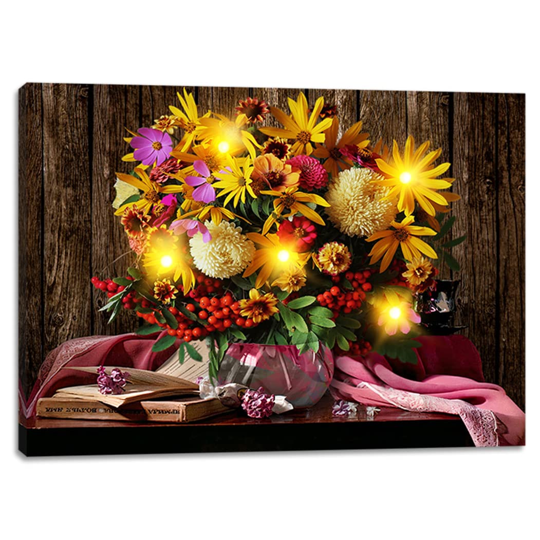 LED Flower Bouquet Canvas Wall Art Print 16