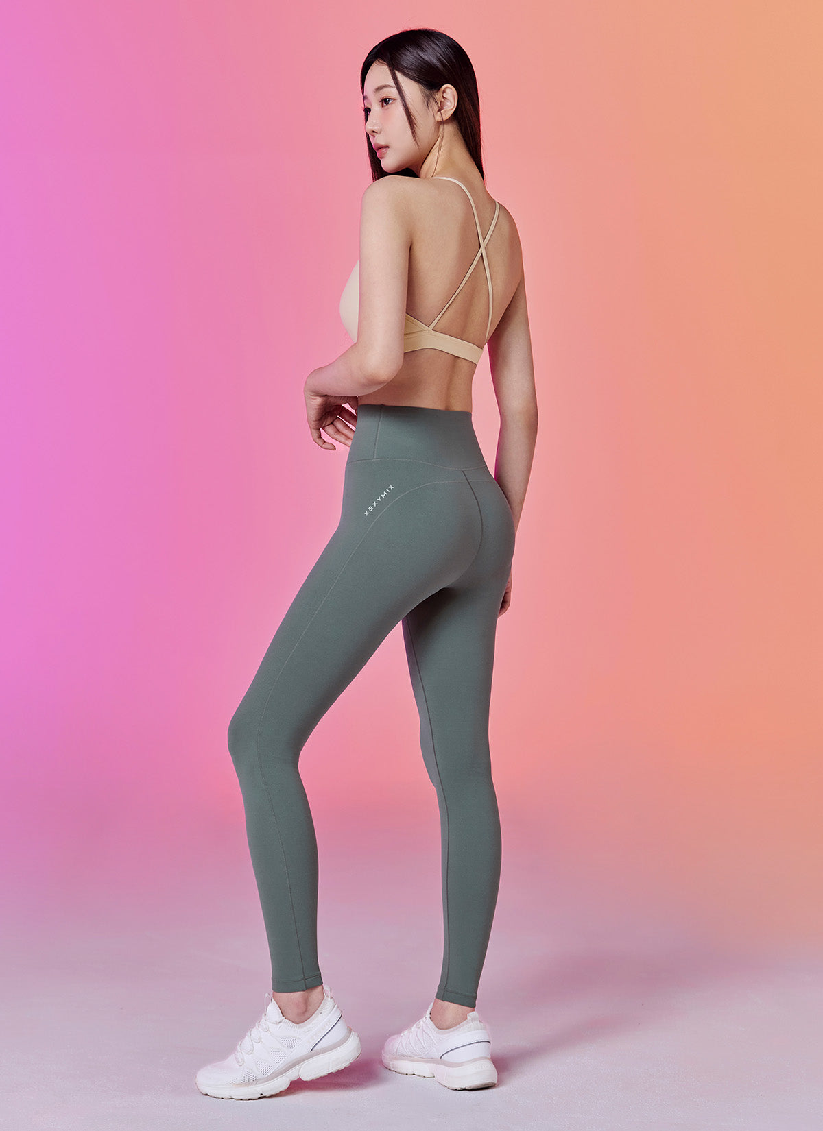 Another Label Fit Revolution Leggings for Women - High Waist Tummy Control Yoga Pants in Silver Khaki | Perfect for Workouts, Running, Lounge & Everyday Wear