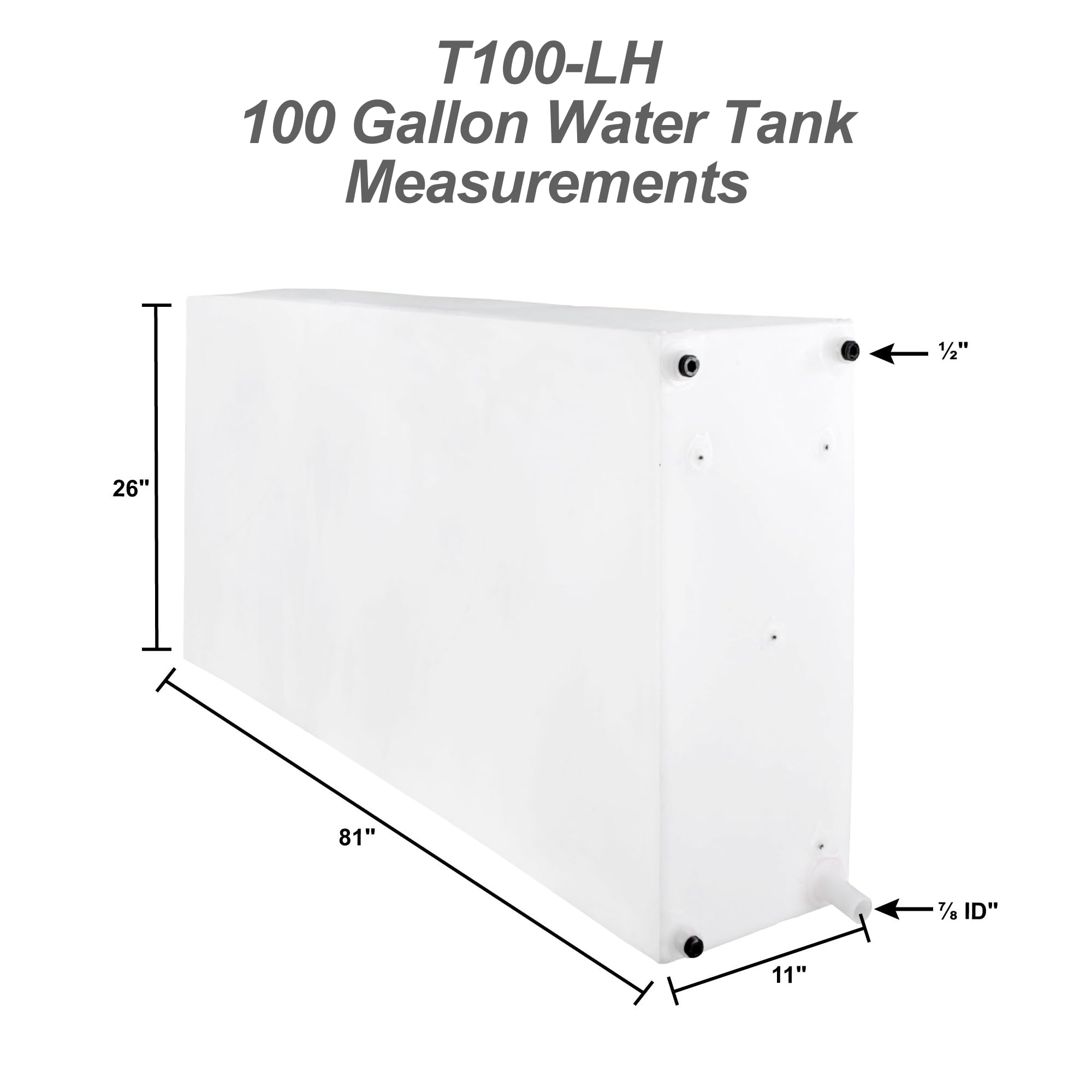 100 Gallon RV Fresh & Gray Water Holding Tank - Heavy-Duty Plastic Storage Tank | Made in USA | Perfect for Long-Distance RV Trips & Camping