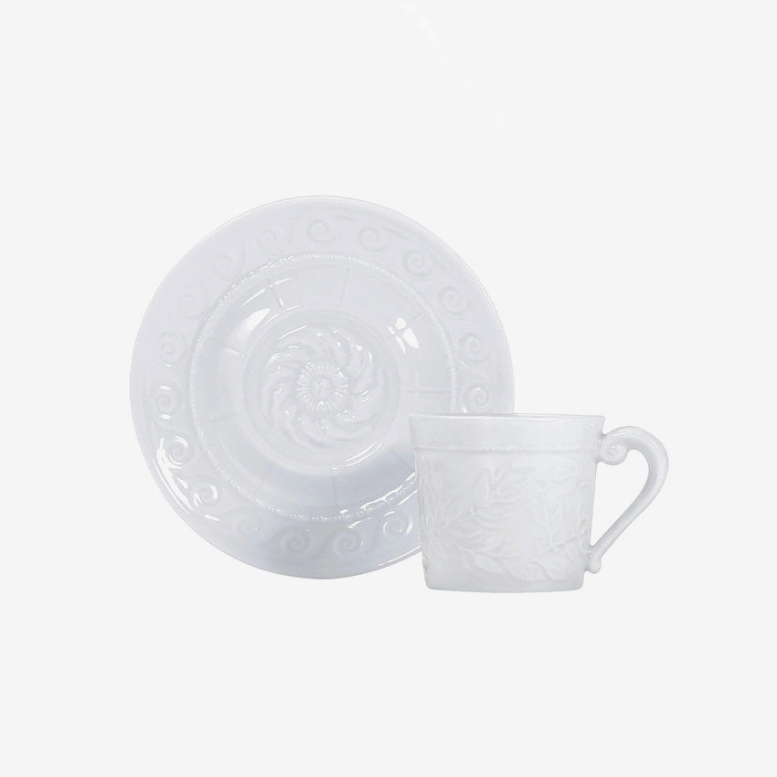 Bernardaud Louvre Coffee Cup and Saucer Set - Fine Porcelain Espresso Cup for Home, Cafe & Office Use