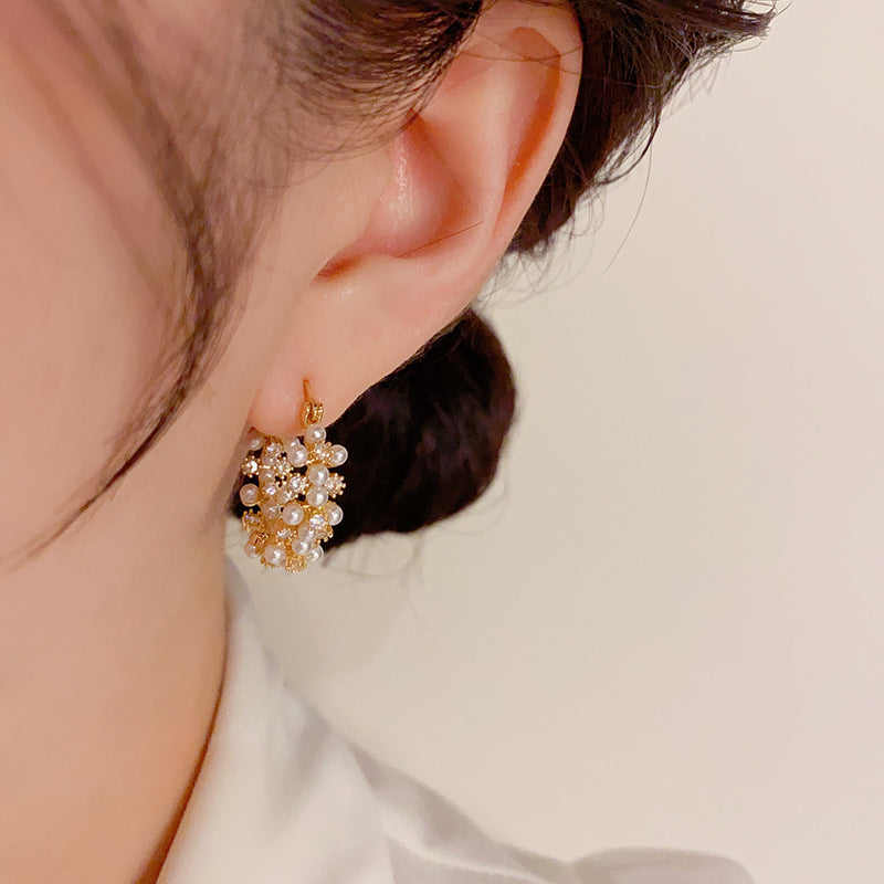 Elegant Pearls & Zirconia Hoop Earrings for Women - Perfect for Weddings, Parties & Everyday Wear