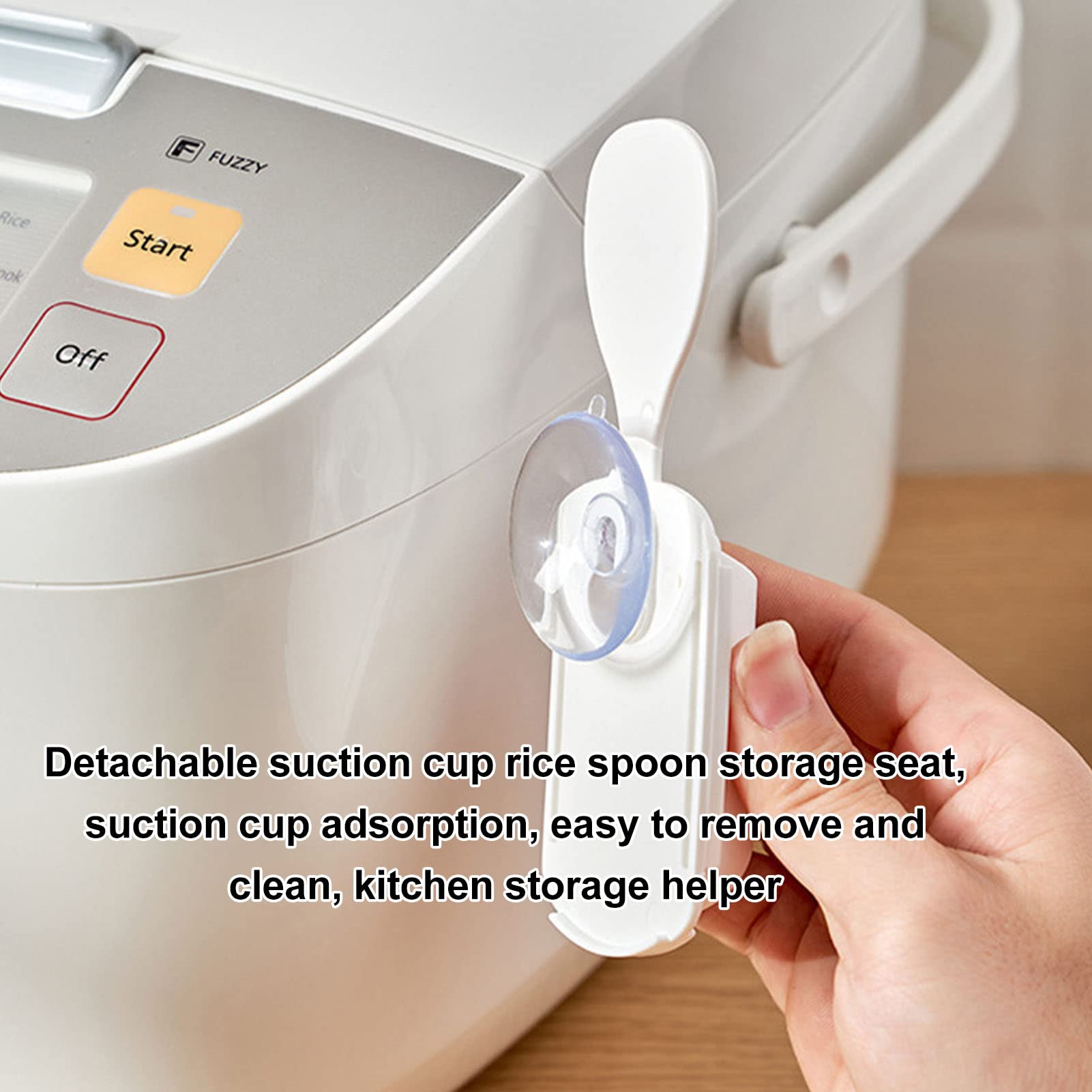 Non-Slip Suction Cup Spoon Holder - Rice Paddle & Spatula Organizer with Strong Adhesive for Kitchen, Countertop - Perfect for Cooking, Serving Rice, Potatoes & More