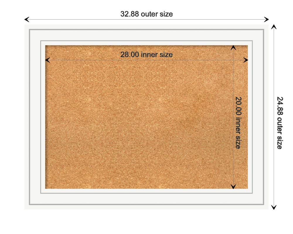 Amanti Art 25x33 Inch Natural Cork Board with White Wood Frame - Medium Vision Board for Office & Home Organization, Pinboard for Notes, Photos & Decor - Perfect for Wall Display in Home, Office & Dorm Rooms