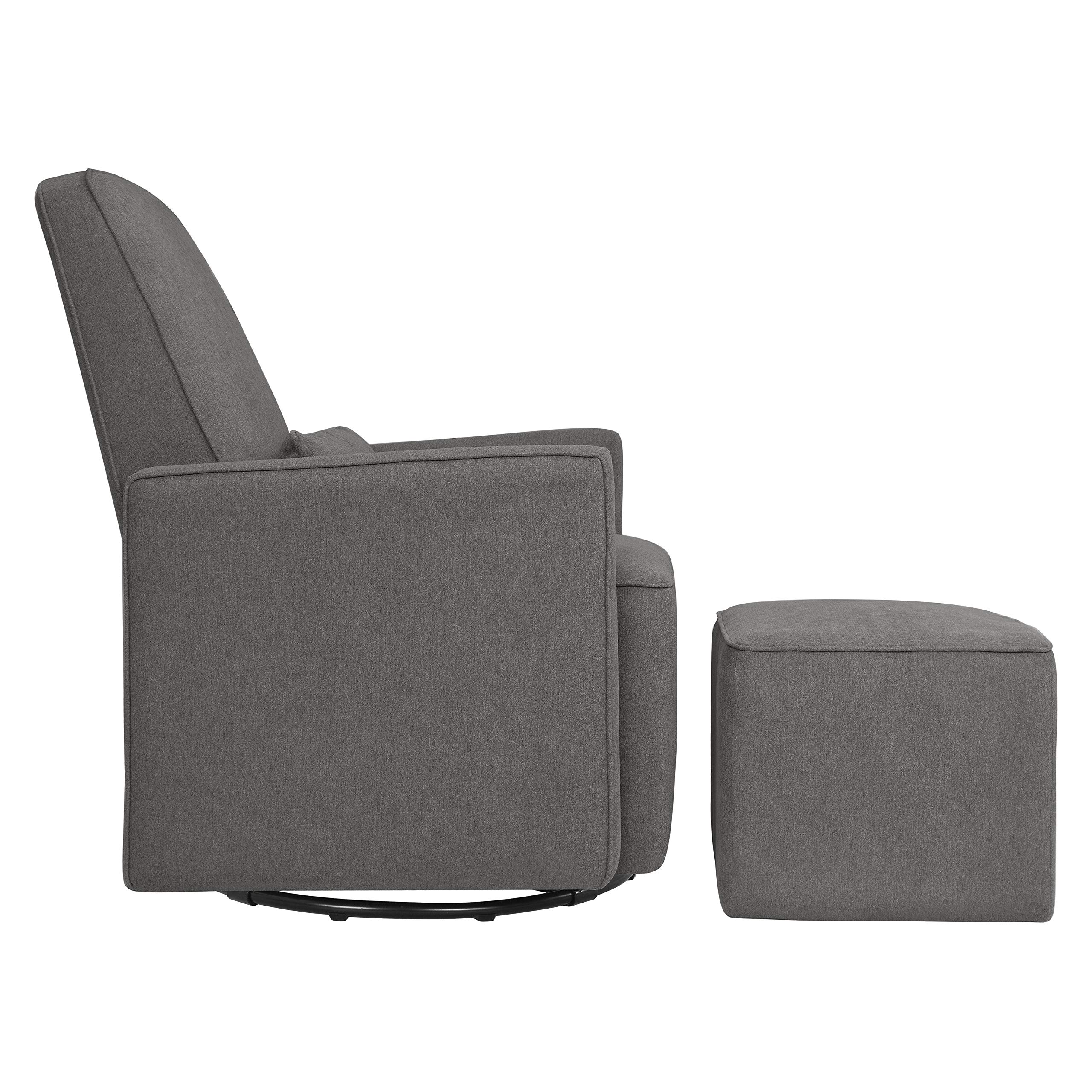 DaVinci Olive Upholstered Swivel Glider Recliner Chair with Ottoman - Dark Grey Modern Nursery Rocker, Greenguard Gold & CertiPUR-US Certified for Baby Nursery, Living Room or Bedroom