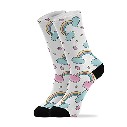 Rainbow Socks Winter Warm Socks for Men & Women - Fashion Print Novelty Casual Socks (1 Pair) - Perfect for Cold Weather, Outdoor Activities & Cozy Home Wear