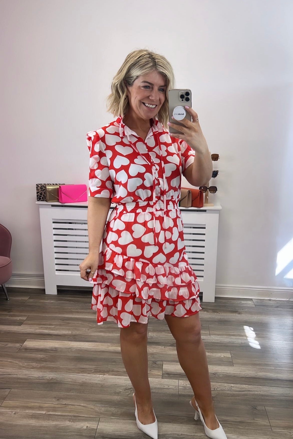 Cupido Red and White Dress for Women - Elegant Floral Summer Dress for Date Night, Party, and Special Occasions