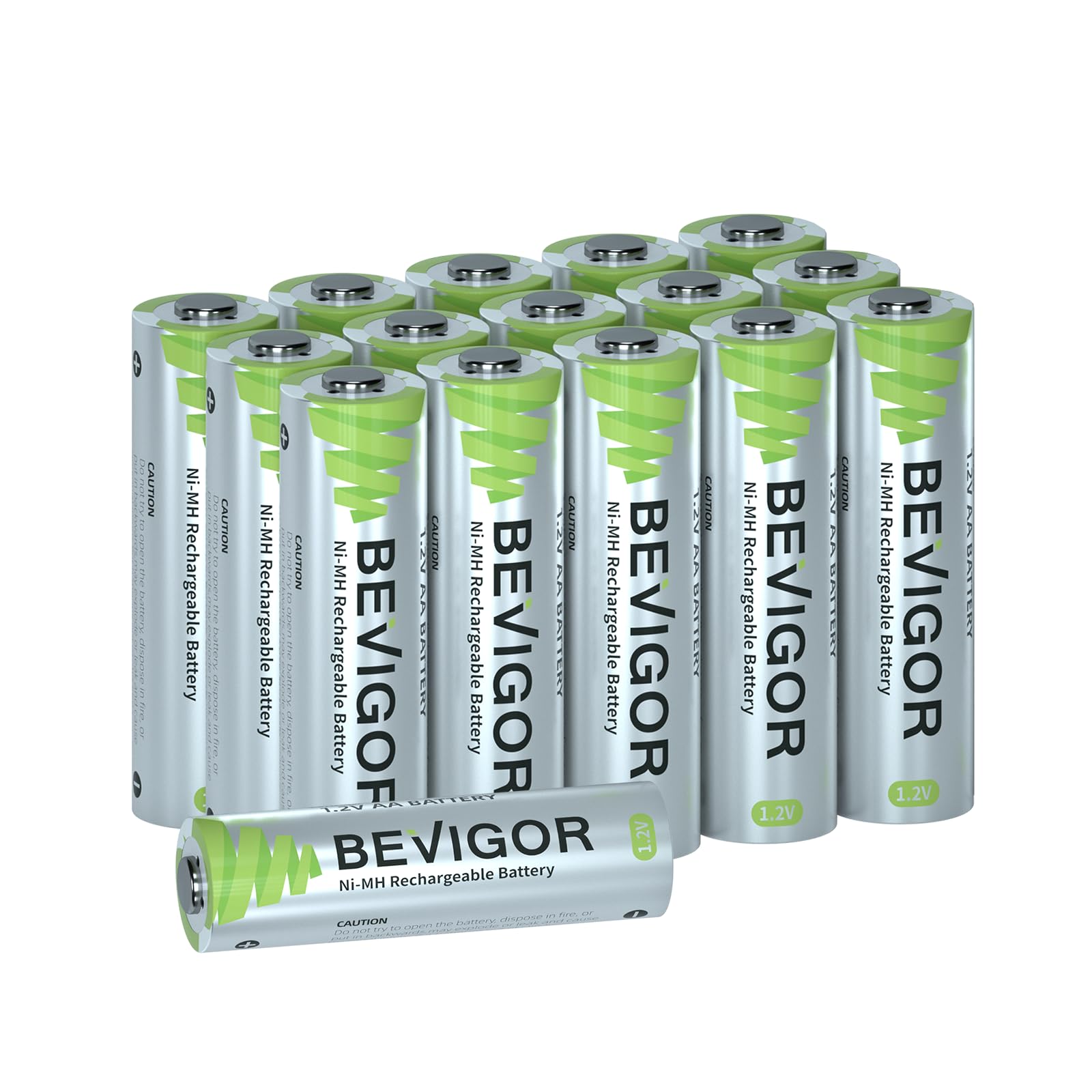 BEVIGOR 16 Pack AA Rechargeable Batteries 2800mAh High Capacity Ni-MH Low Self Discharge 1.2V - Perfect for Digital Cameras, Wireless Keyboards, Game Controllers & LED Flashlights