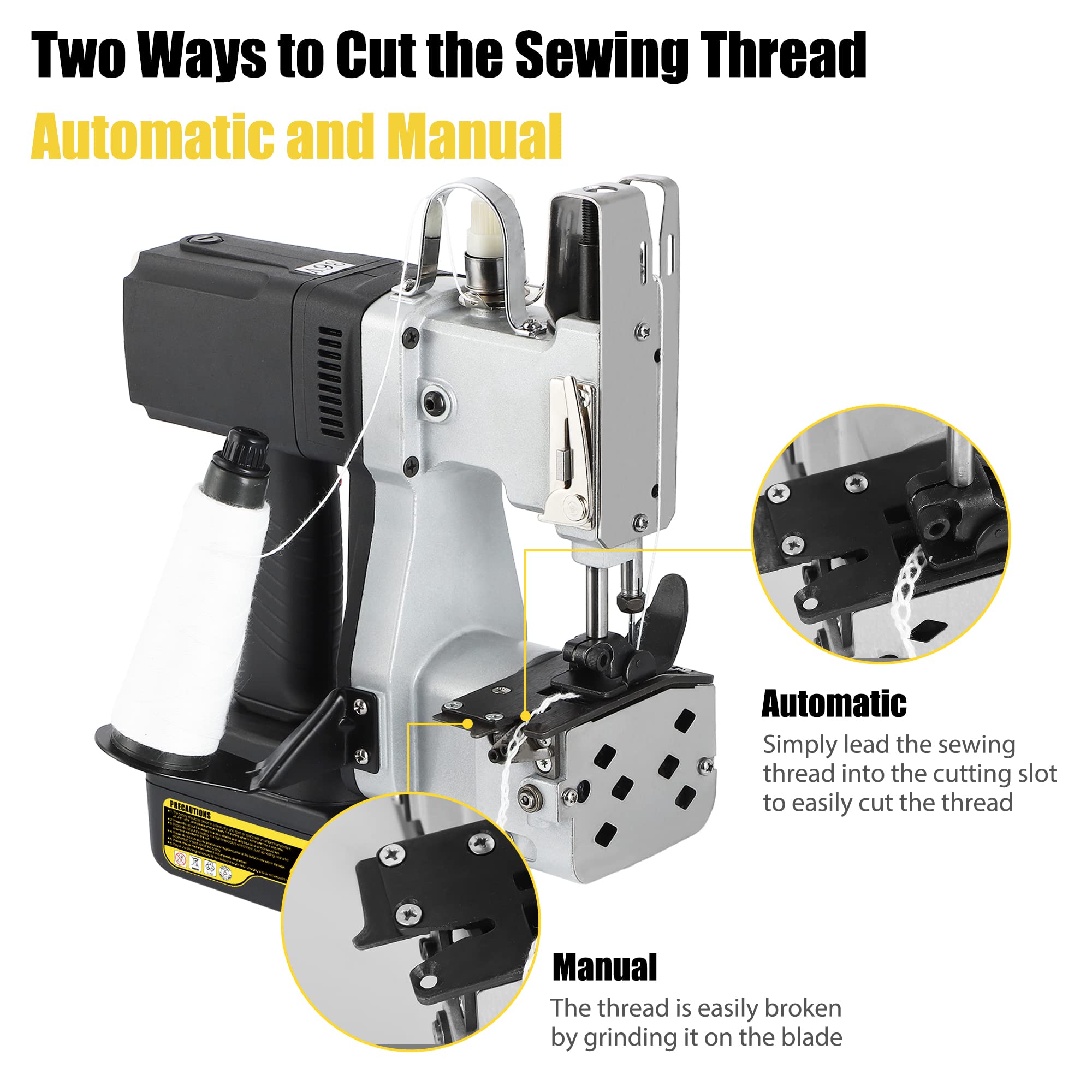 **Portable Cordless Bag Sewing Machine - 2s/bag, 8.1Lbs Automatic Woven Bag Closer (White) - Ideal for Packaging, Agriculture & DIY Projects**