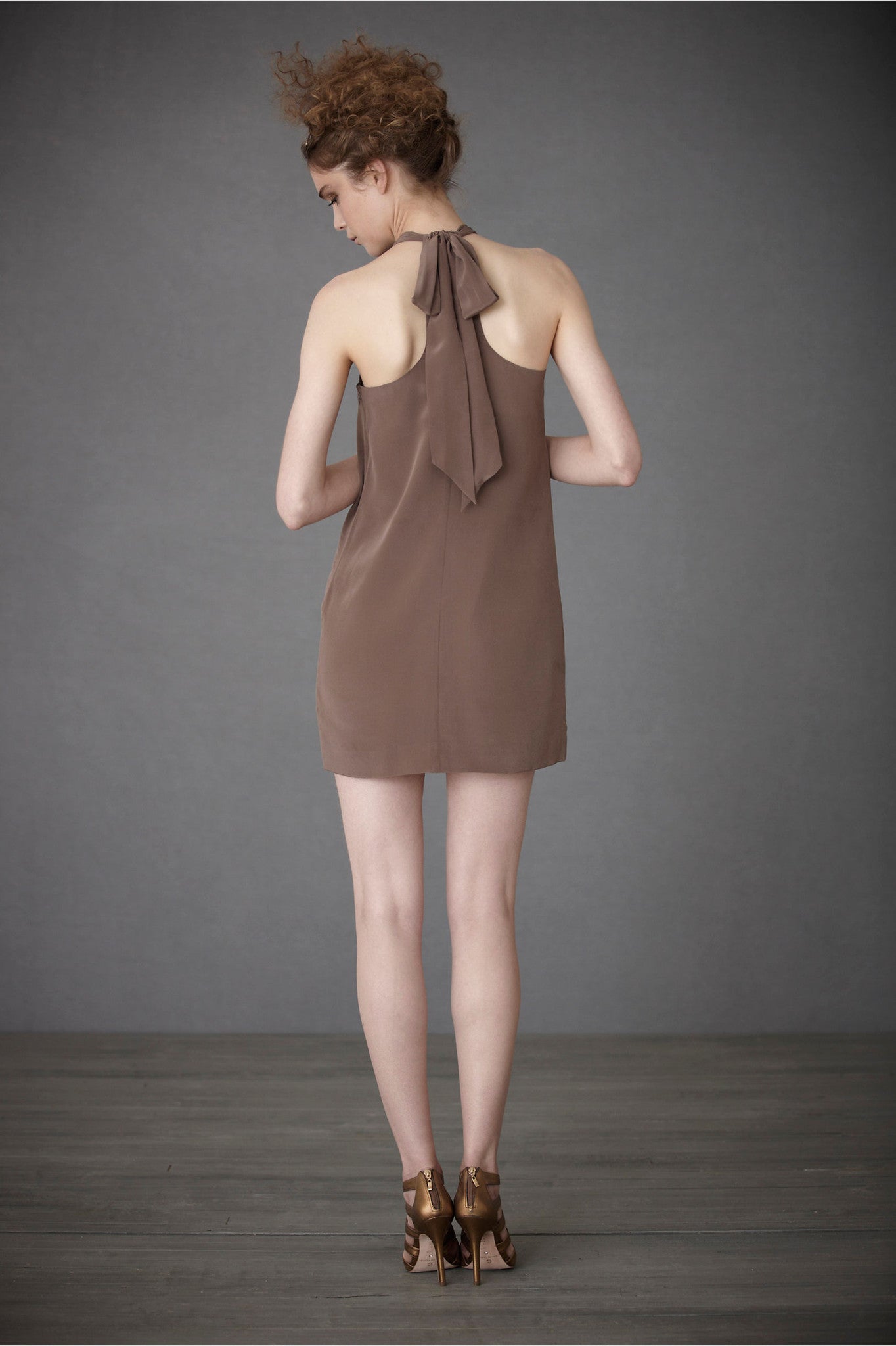 BHLDN Ruffled Racerback Dress in Mushroom - Elegant Flowy Midi Dress for Weddings, Parties & Special Occasions