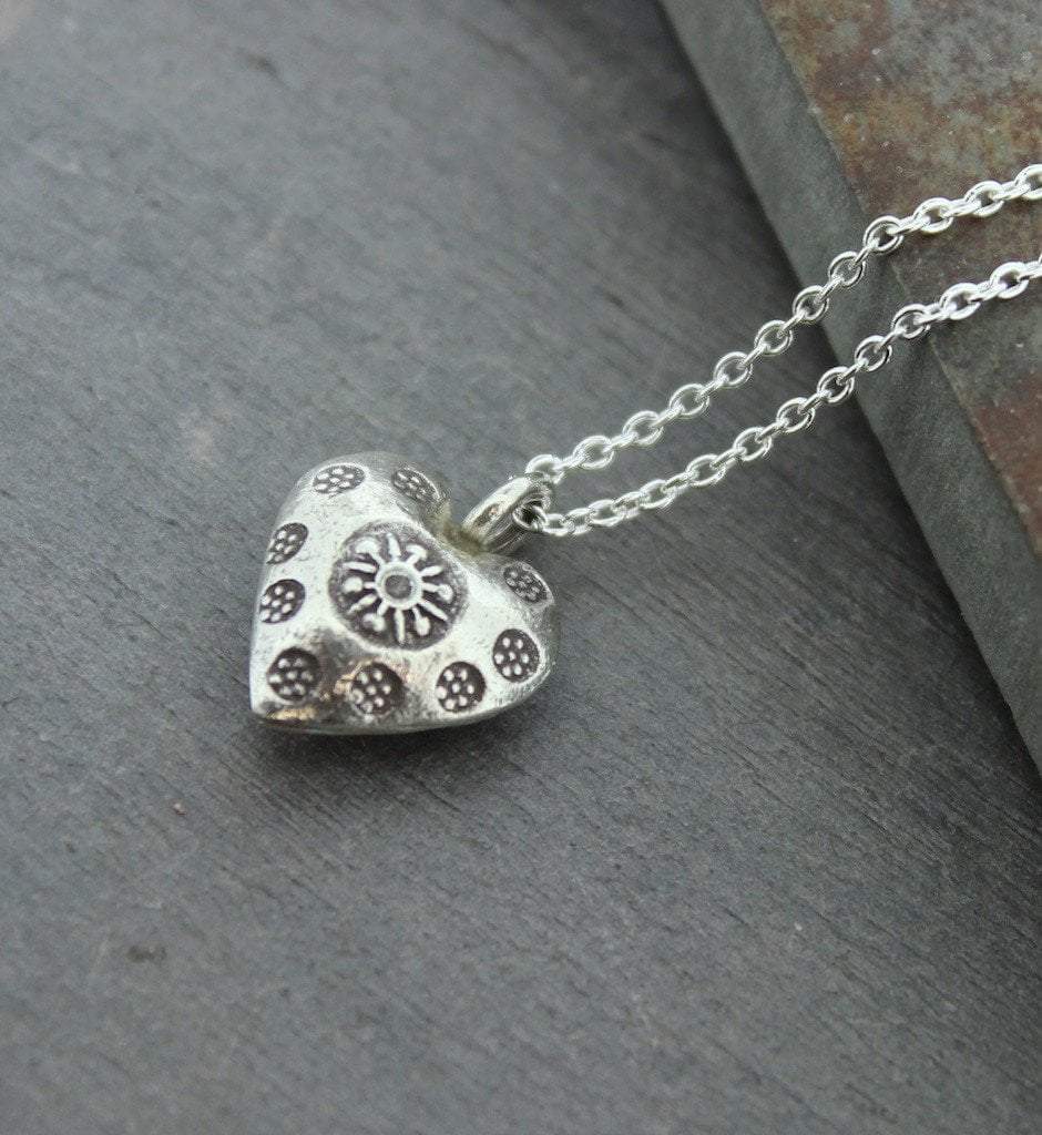 Authentic Hill Tribe Silver Heart Pendant Necklace for Women - Handmade Tribal Jewelry - Perfect for Gifts, Weddings & Boho Fashion