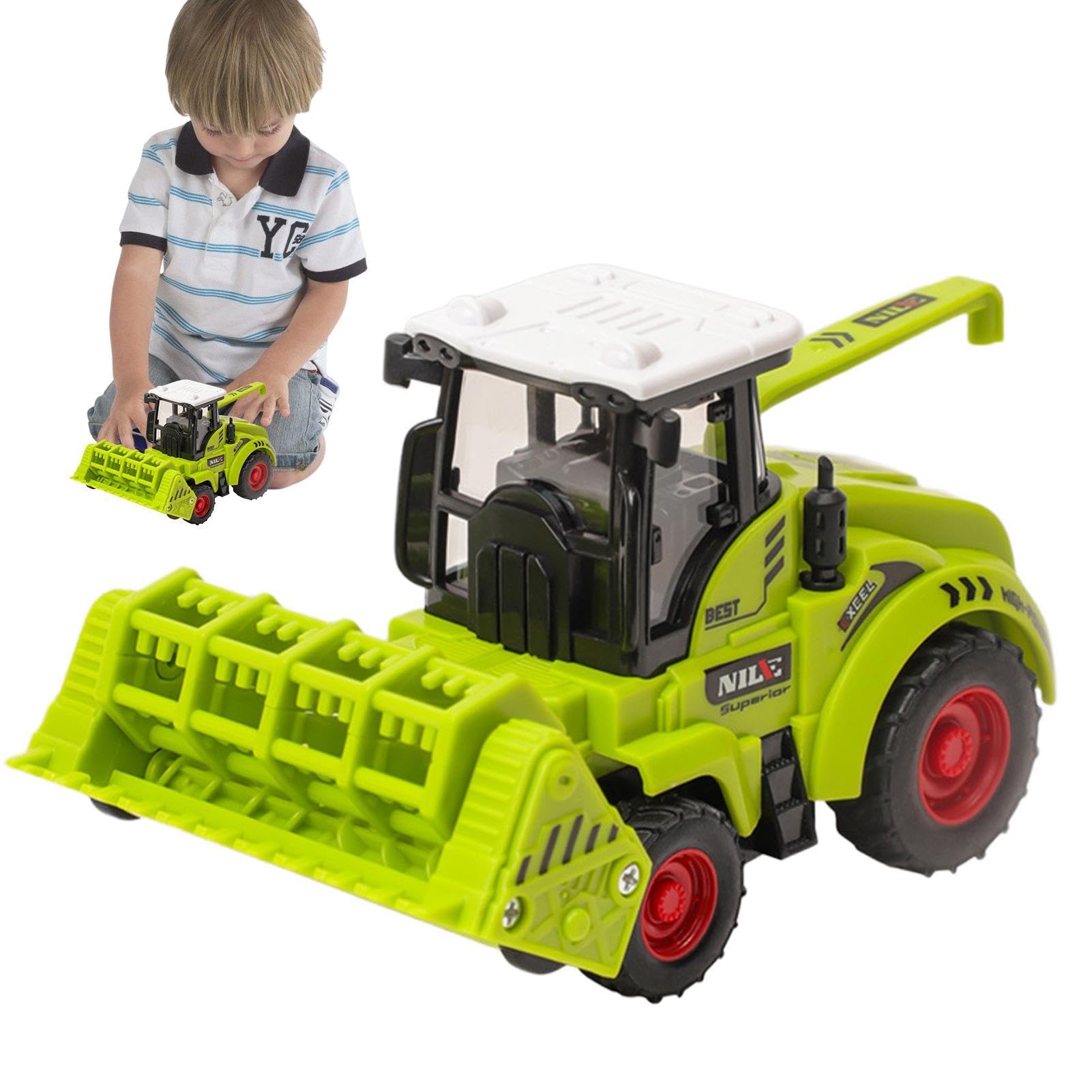 Realistic Inertial Tractor Toy Vehicle - Friction Powered Farm Tractor for Kids, Educational Learning Toy for Toddlers & Children - Perfect for Farm Play, Pretend Play, and Early STEM Learning