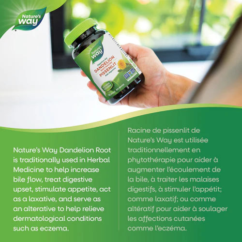 Nature's Way Dandelion Root 100 Veggie Caps - Organic Herbal Supplement for Liver Support & Detox - Perfect for Daily Wellness & Natural Cleansing