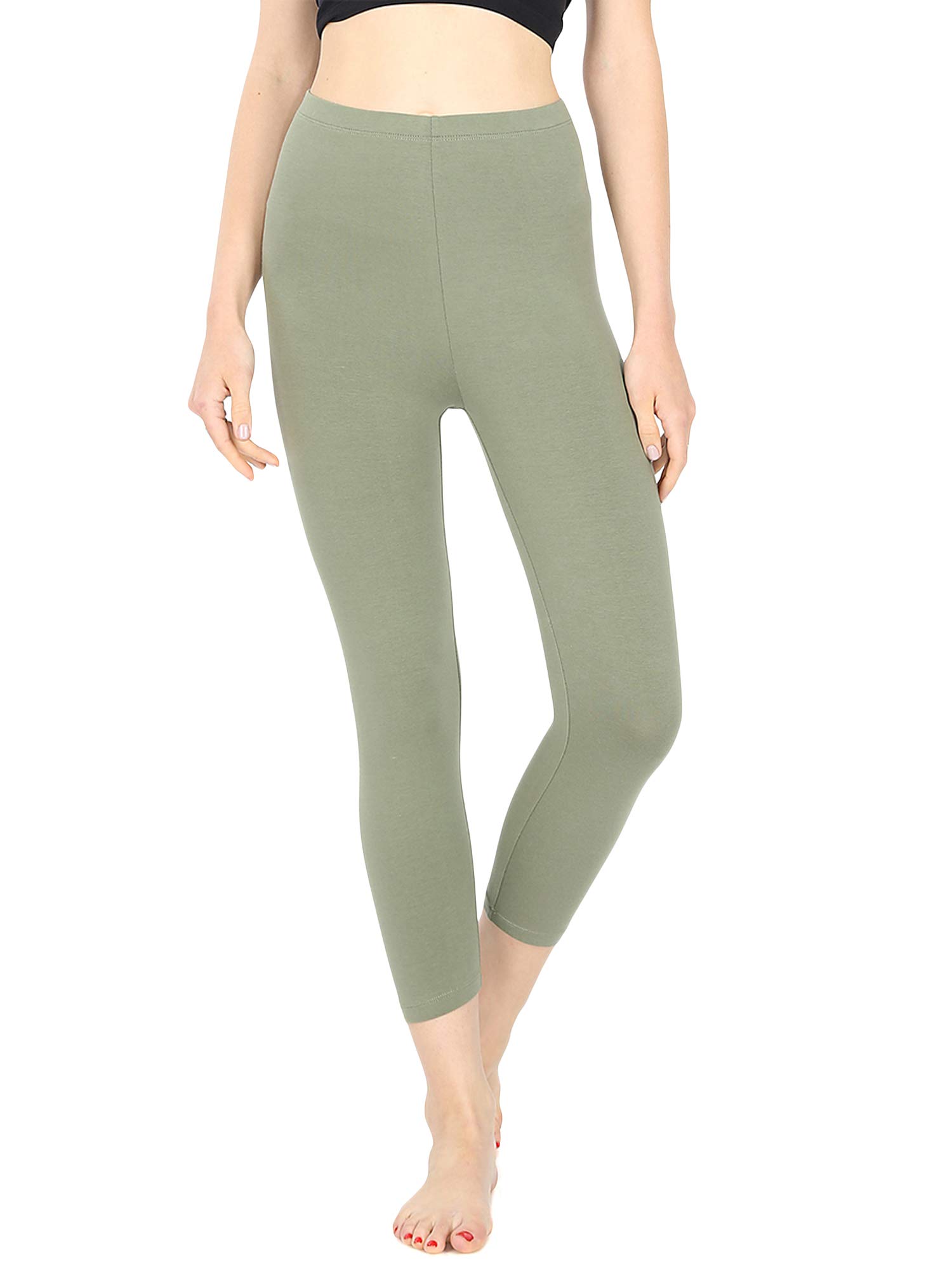 Women's Cotton Capri Yoga Leggings - High Waist Stretchy Workout Pants for Fitness, Running & Lounge - Perfect for Gym, Pilates & Casual Wear