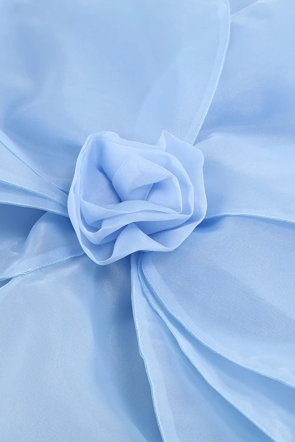 3D Voluminous Organza Floral Mini Dress in Blue - Elegant Party Wear for Weddings, Prom & Special Occasions