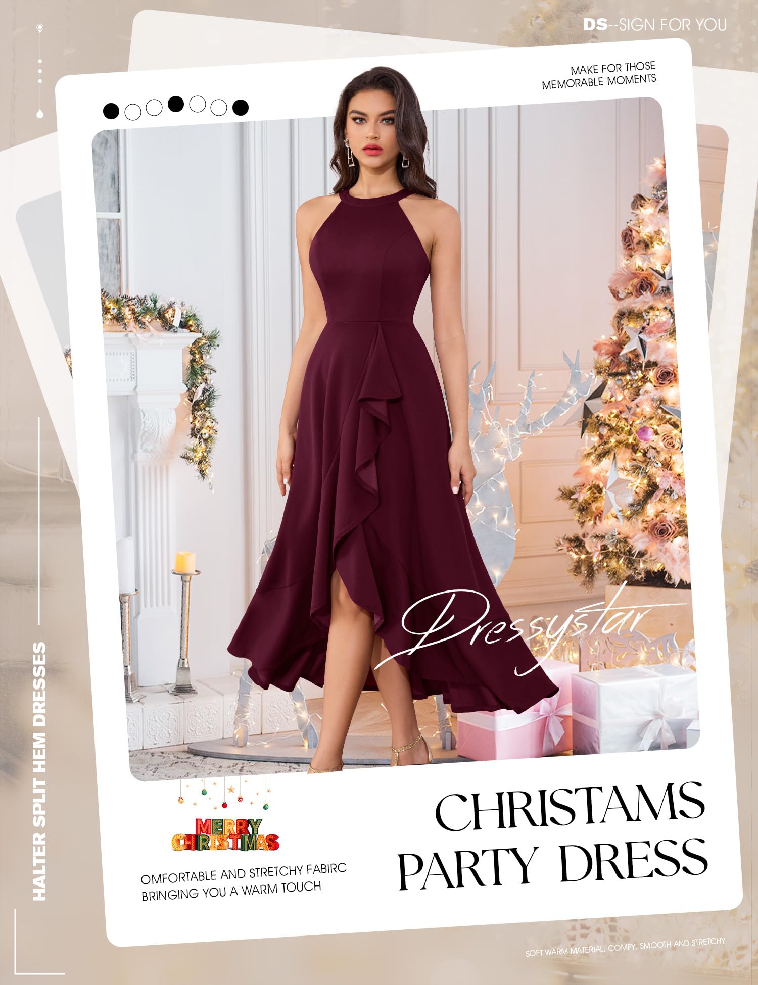 Elegant Women's Halter Neck Split Hem Long Prom Dress - Formal Cocktail Party, Wedding Guest & Evening Maxi Dress for Special Occasions