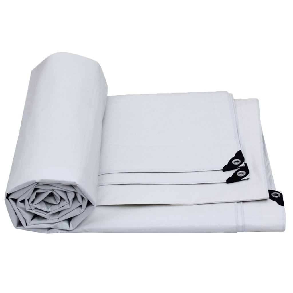 Premium White PVC Tarpaulin - Heavy Duty Waterproof Roof Cover, Garden Rain Protection, Camping Ground Sheet - Windproof & Moistureproof (4Mx3M/13FTx10FT) for Outdoor Camping, Construction, and Emergency Shelter Use