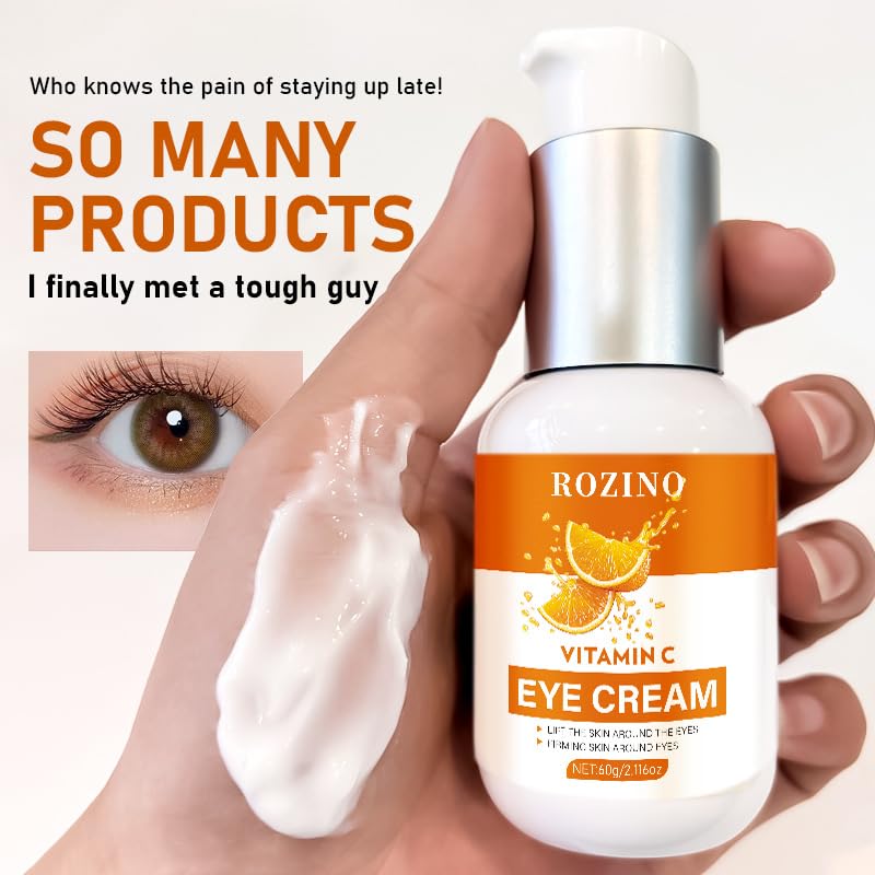 Vitamin C Eye Cream for Dark Circles & Collagen Boost - Moisturizing Care for Oily Skin | Day & Night Use