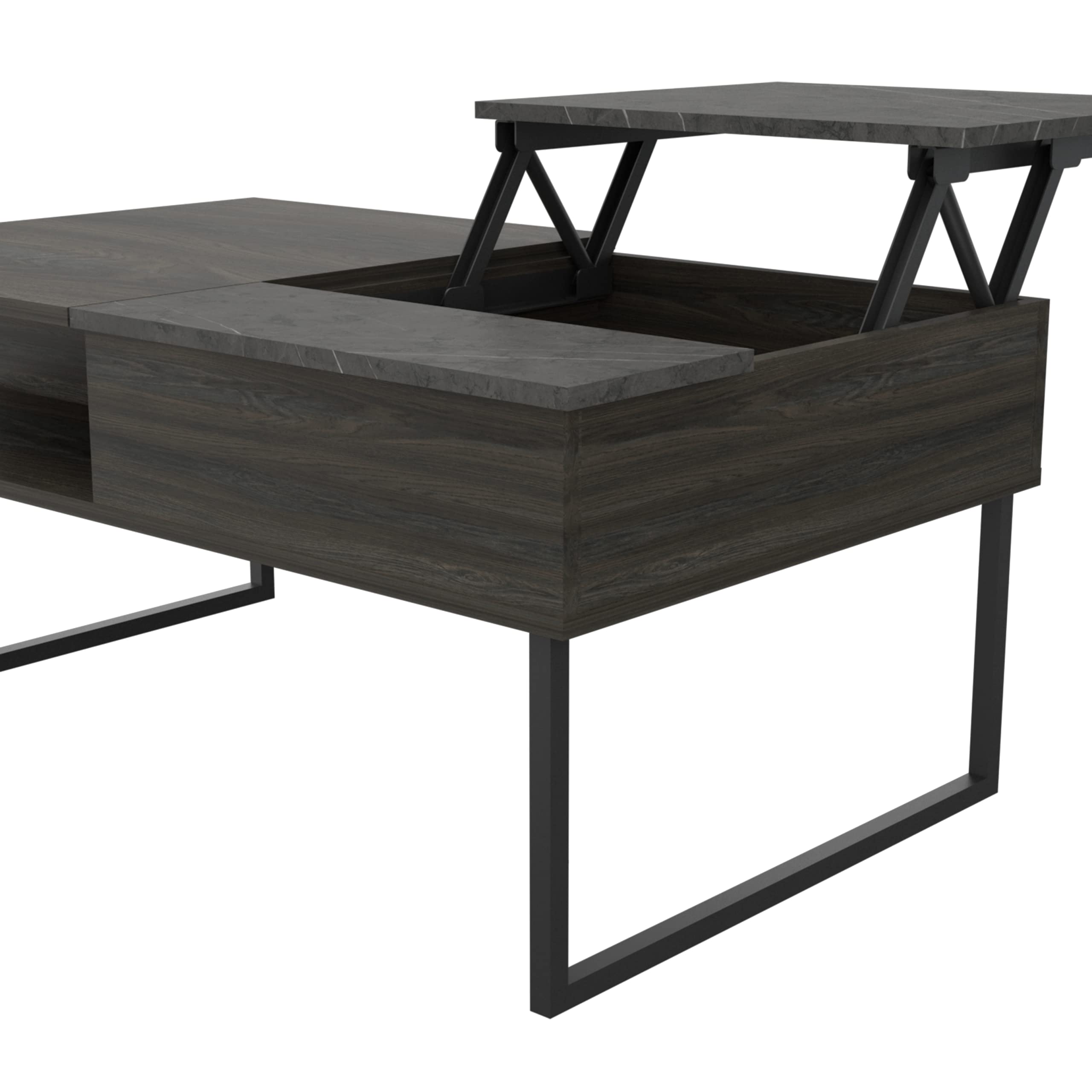 Lift Top Coffee Table with Storage - Espresso & Onyx Finish - Modern Living Room Furniture for Small Spaces - Perfect for Apartments, Studios & Home Offices
