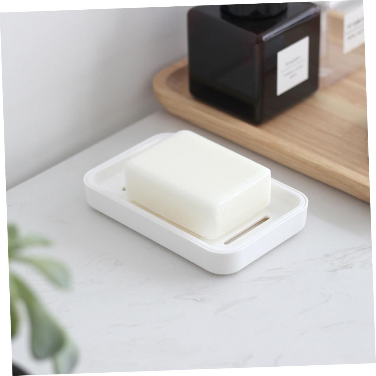 TOPBATHY 3-Piece Kitchen & Bathroom Soap Holder Set - Dual-Layer Hollow Soap Drainer with Lid for Liquid Soap, Wall Mount Organizer - Perfect for Shower, Sink, and Countertop Storage