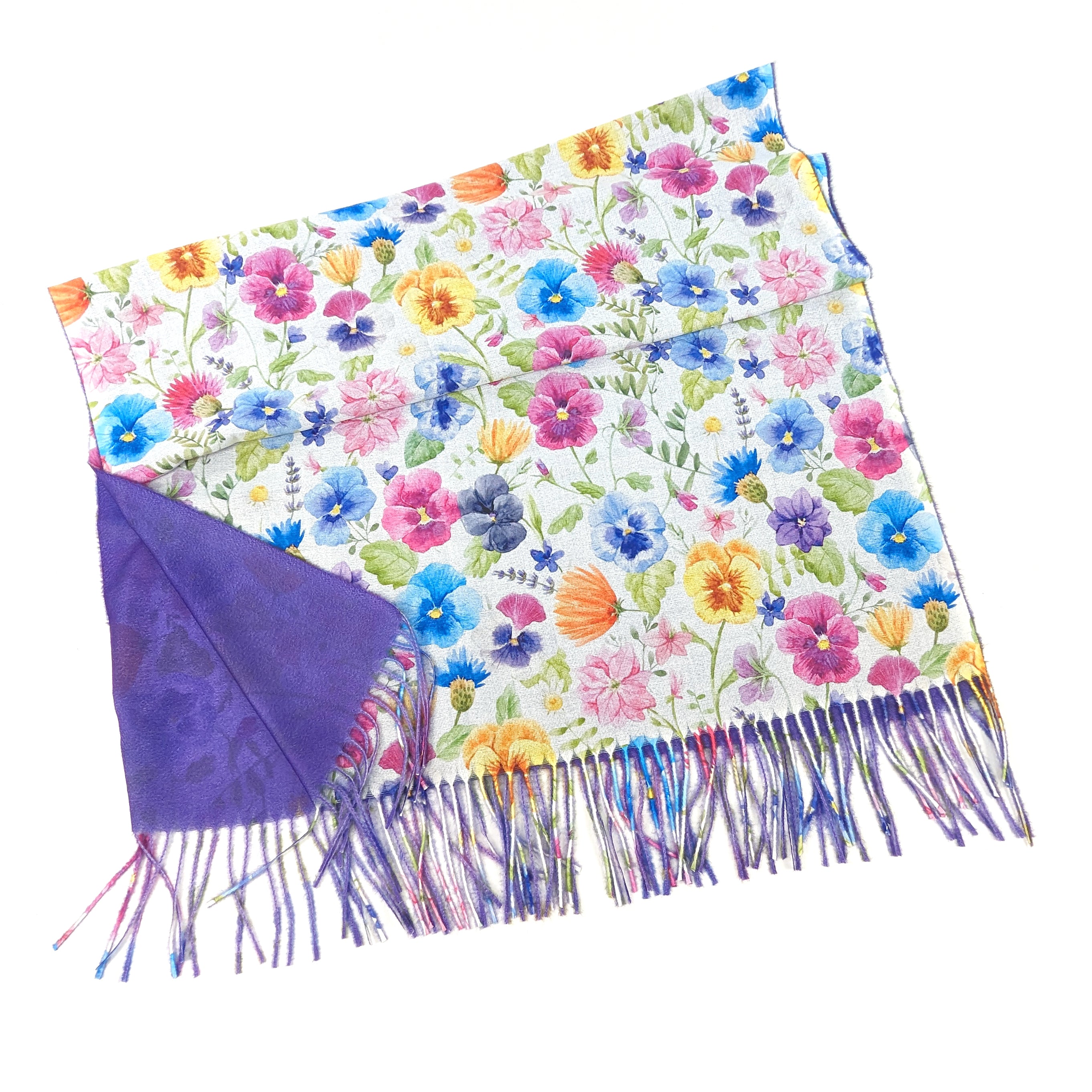 Pretty Pansy Pashmina Style Scarf - Soft Lightweight Womens Fashion Shawl (70x180cm) - Perfect for Office, Travel & Evening Outfits