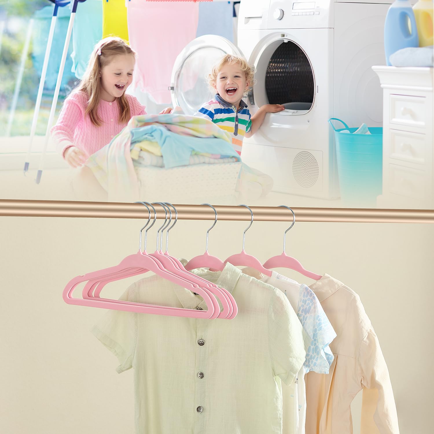 11 Inch Baby Hangers - 16 Pack Velvet Non-Slip Toddler Clothes Hangers for Closet, Nursery & Travel (Pink) - Perfect for Organizing Infant Wardrobes