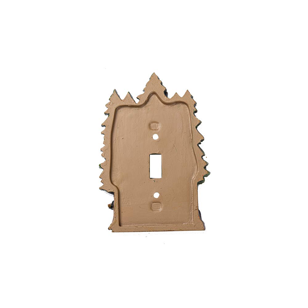 Black Bear Single Toggle Switch Cover - Pine Tree Design Wall Plate - Durable Polyresin Light Switch Plate Cover (Single Toggle) - Perfect for Cabin, Lodge, Rustic Home Decor & Wildlife Themed Rooms