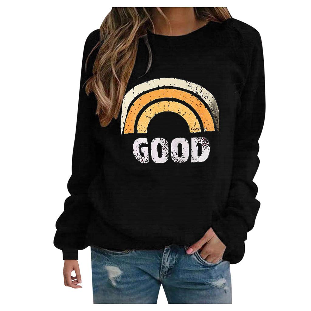 Women's Graphic Print Pullover Sweatshirt - Long Sleeve Loose Casual T-Shirt Blouse with Neck Design | Perfect for Everyday Wear, Lounge & Street Fashion