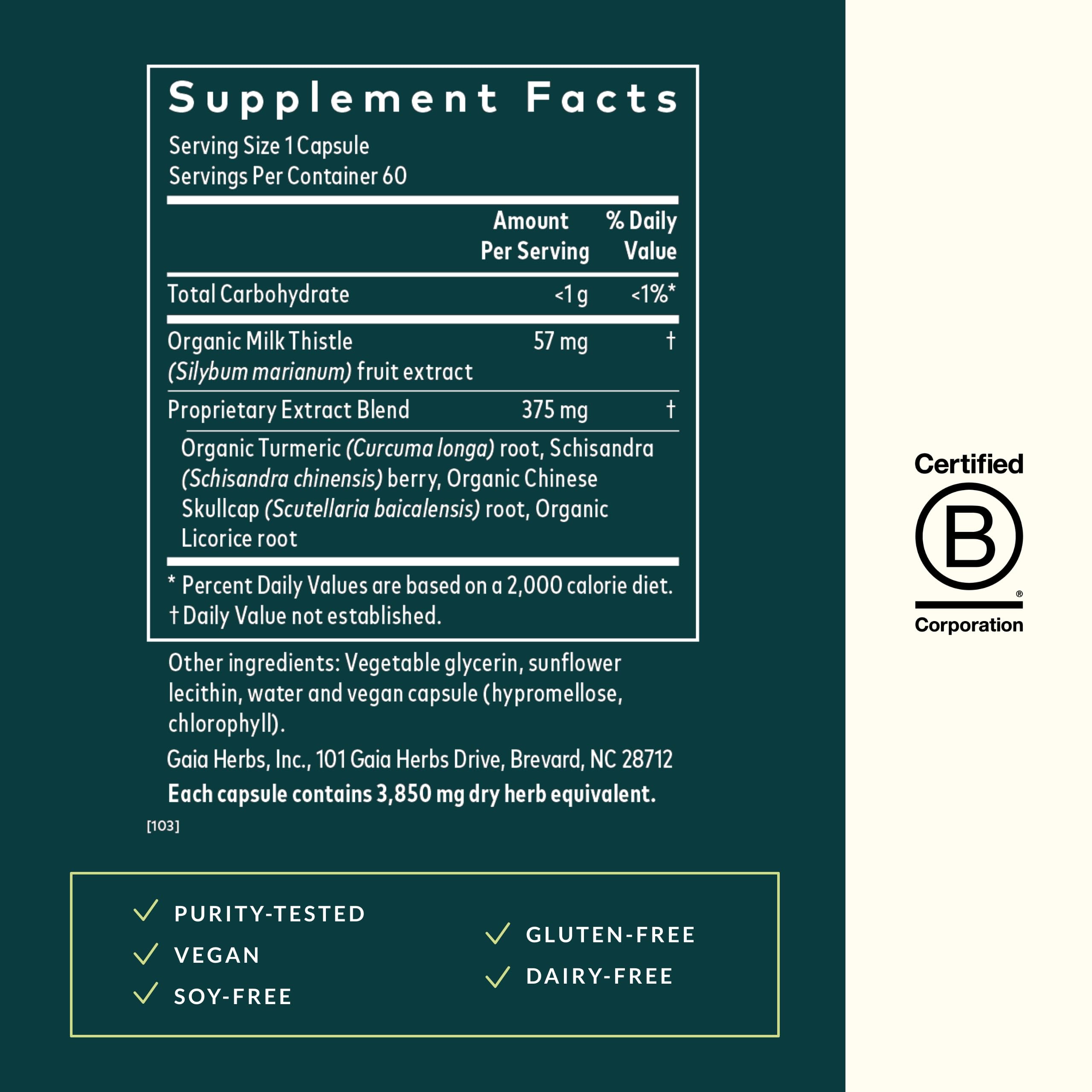 Gaia Herbs Liver Health Supplement - Vegan Liquid Phyto-Capsules with Milk Thistle, Turmeric Root, Schisandra & Licorice Root for Liver Detox & Cleansing Support - 60 Caps (30-Day Supply) - Ideal for Daily Liver Care & Detox Routine