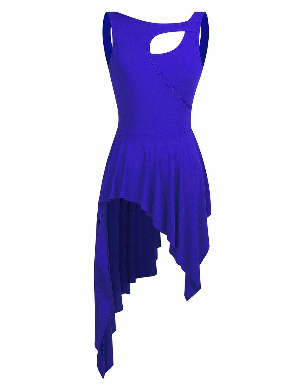 iiniim Women's High Low Lyrical Dance Dress - Crew Neck Leotard Short Dress for Contemporary, Ballet & Stage Performances - Perfect for Recitals, Competitions & Dance Classes