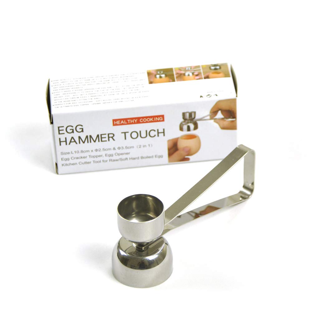 Premium Stainless Steel Egg Cracker Topper & Shell Opener - Dual Size Egg Cutter (1.38
