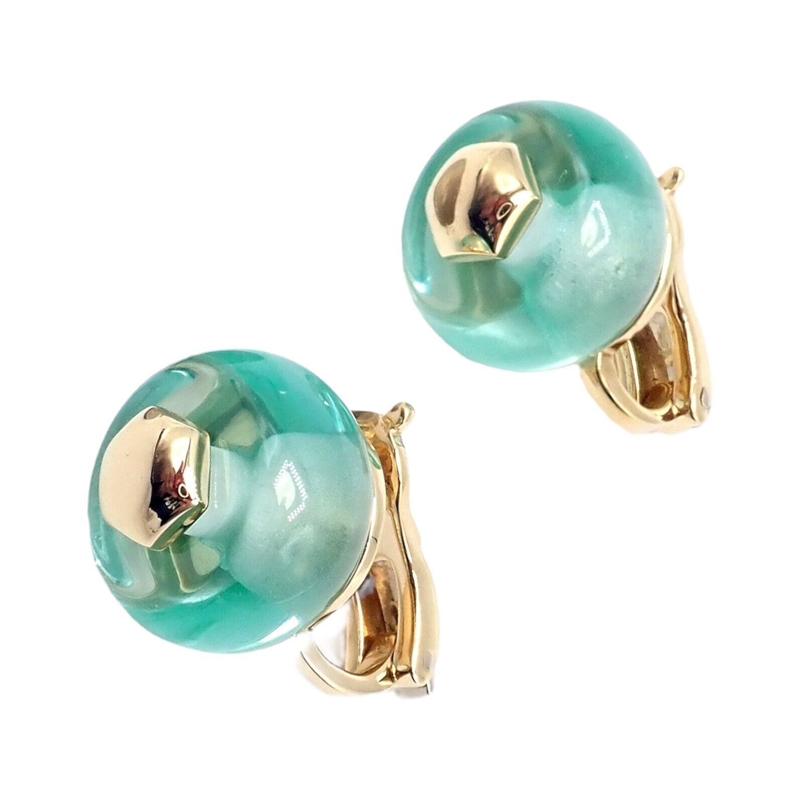 Authentic Vintage Marina B 18k Yellow Gold Pneu Crystal Earrings - Luxury Jewelry for Women, Perfect for Parties, Weddings & Special Occasions
