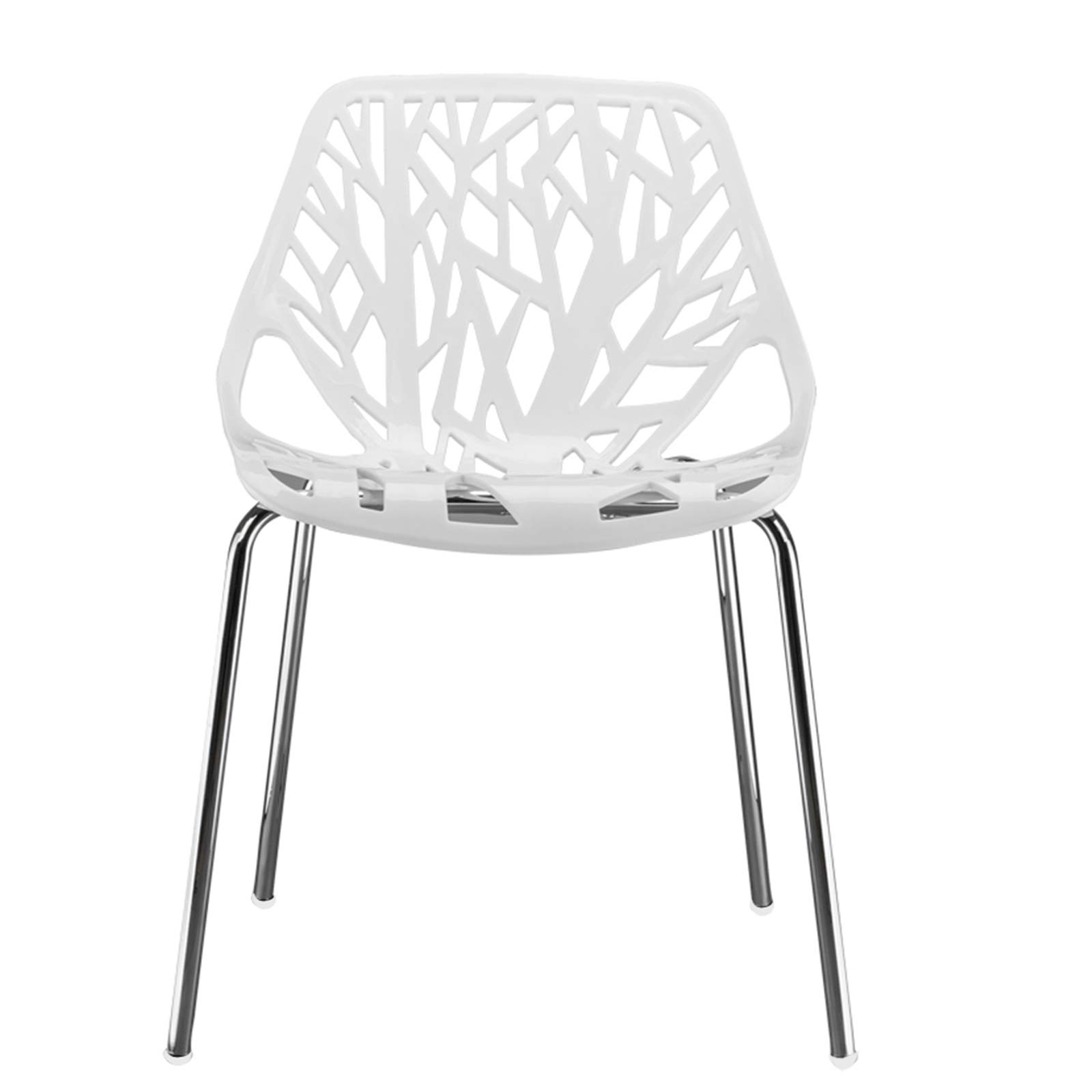 Modern Stackable Dining Chairs Set of 4 - Waterproof Birch Wood Kitchen Chairs with Comfy Bird's Nest Design for Farmhouse, Porch, Poolside, Patio, Garden, Balcony & Backyard Decor | Perfect for Outdoor Entertaining and Indoor Dining (White)