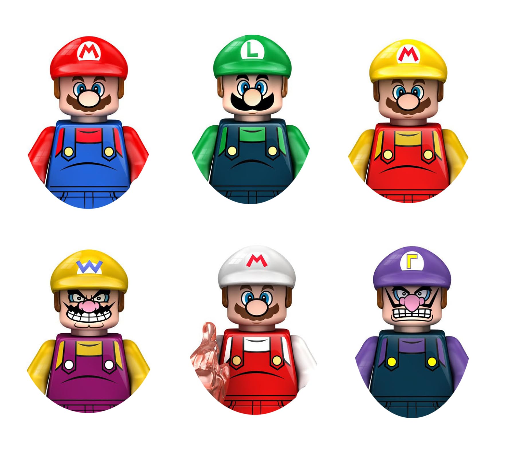 Yayafofco 6PCS Anime Mario Bros Mini Action Figures - Luigi, Wario & Goomba Cartoon Building Blocks Toy Set for Kids & Collectors - Perfect for Playtime, Display & Gift Giving
