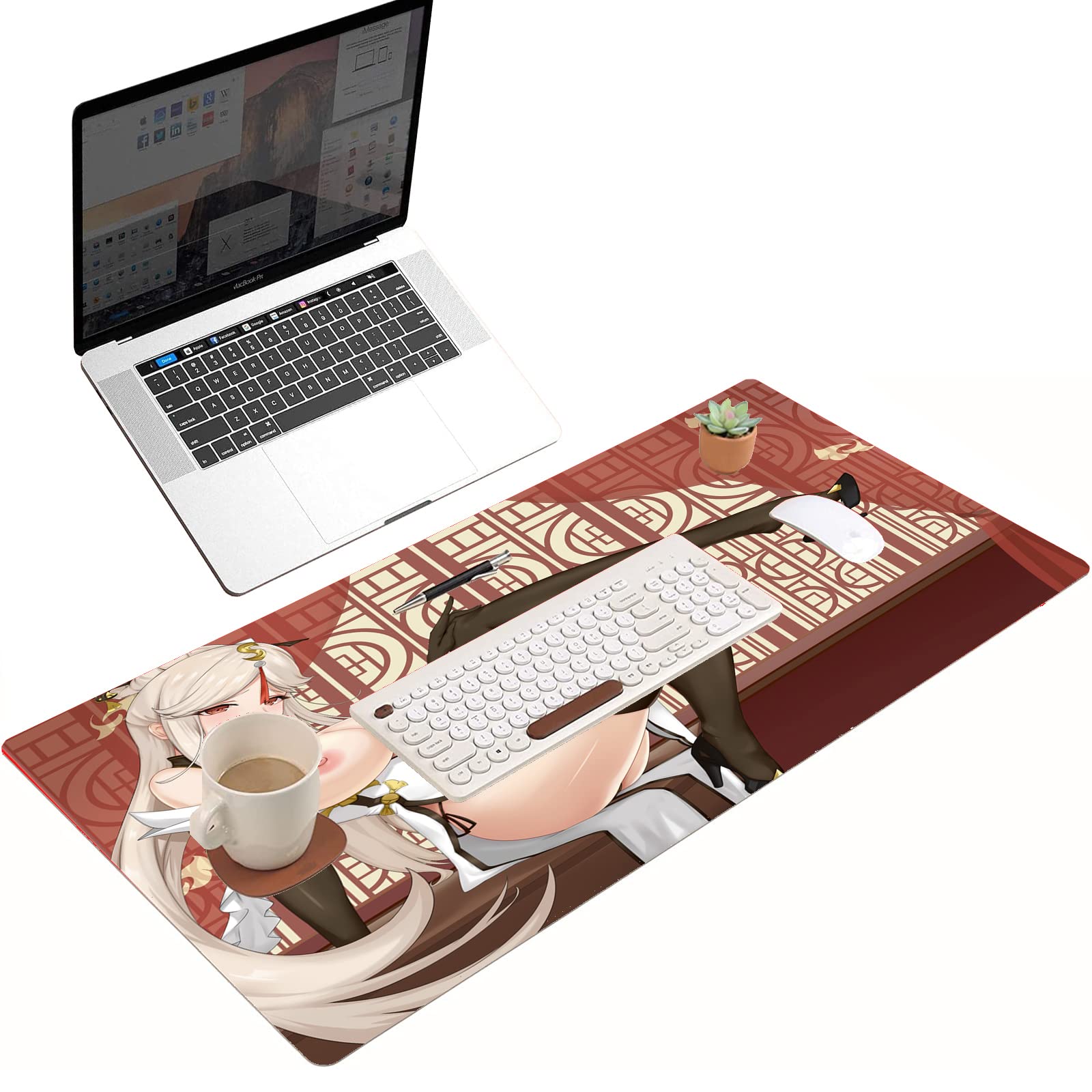 Anime Gaming Mouse Pad - XXL Non-Slip Desk Mat (24x12 Inch) with Sexy Anime Girl Design for Computer, Keyboard & PC Accessories | Perfect for Gaming Setup, Office & Home Workspace