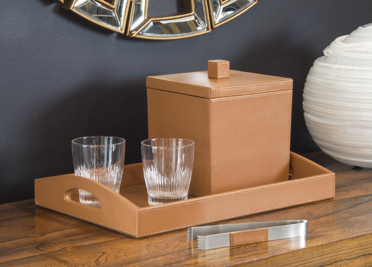 FOH London Handled Serving Tray - 16 x 11 Inches, Set of 4 - Perfect for Entertaining, Dining, and Kitchen Organization