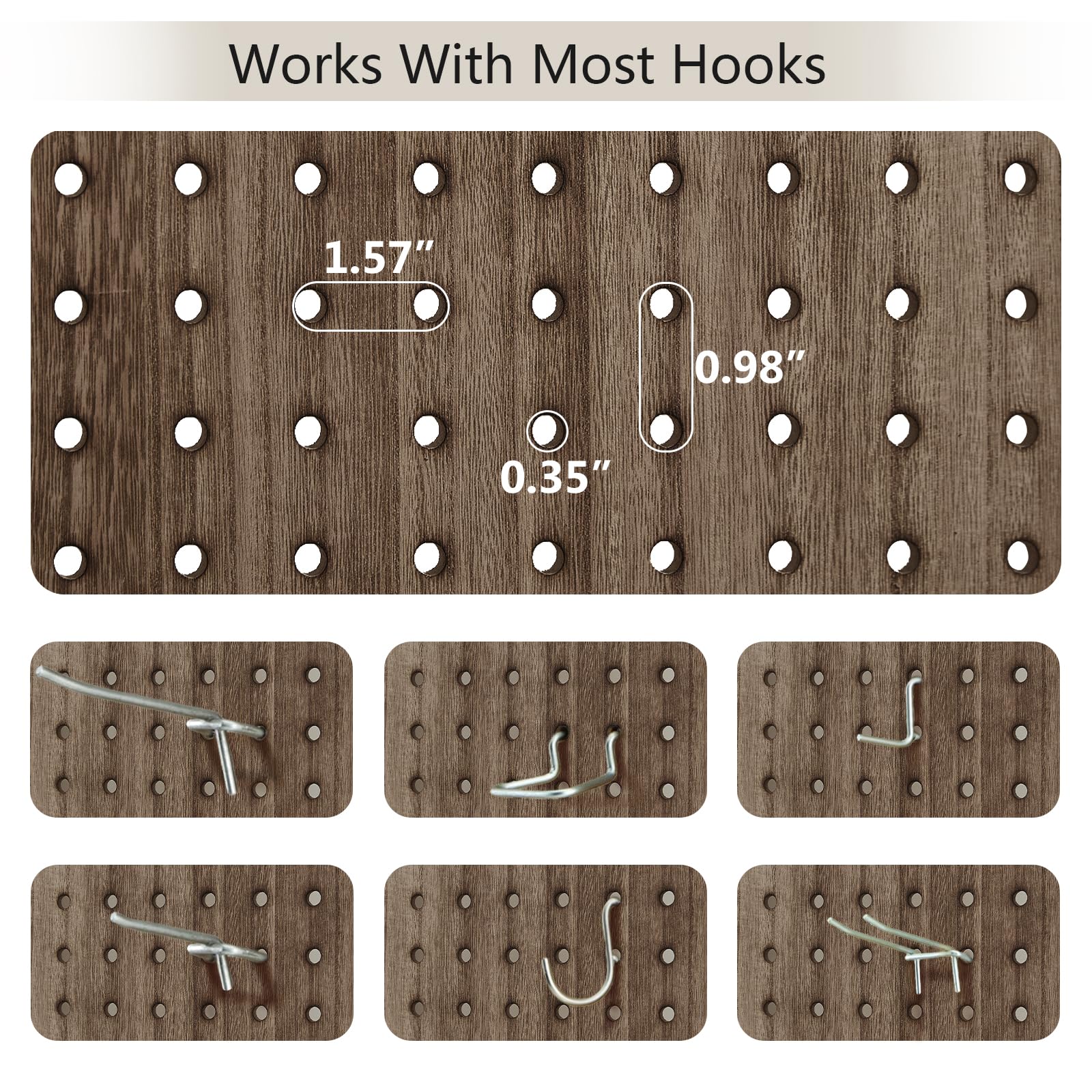 Wooden 4-Panel Folding Room Divider with Pegboard - 5.6Ft Portable Privacy Screen & Display Organizer for Jewelry, Crafts, Art Shows - Perfect for Home Office, Retail Stores & Event Displays (Brown)