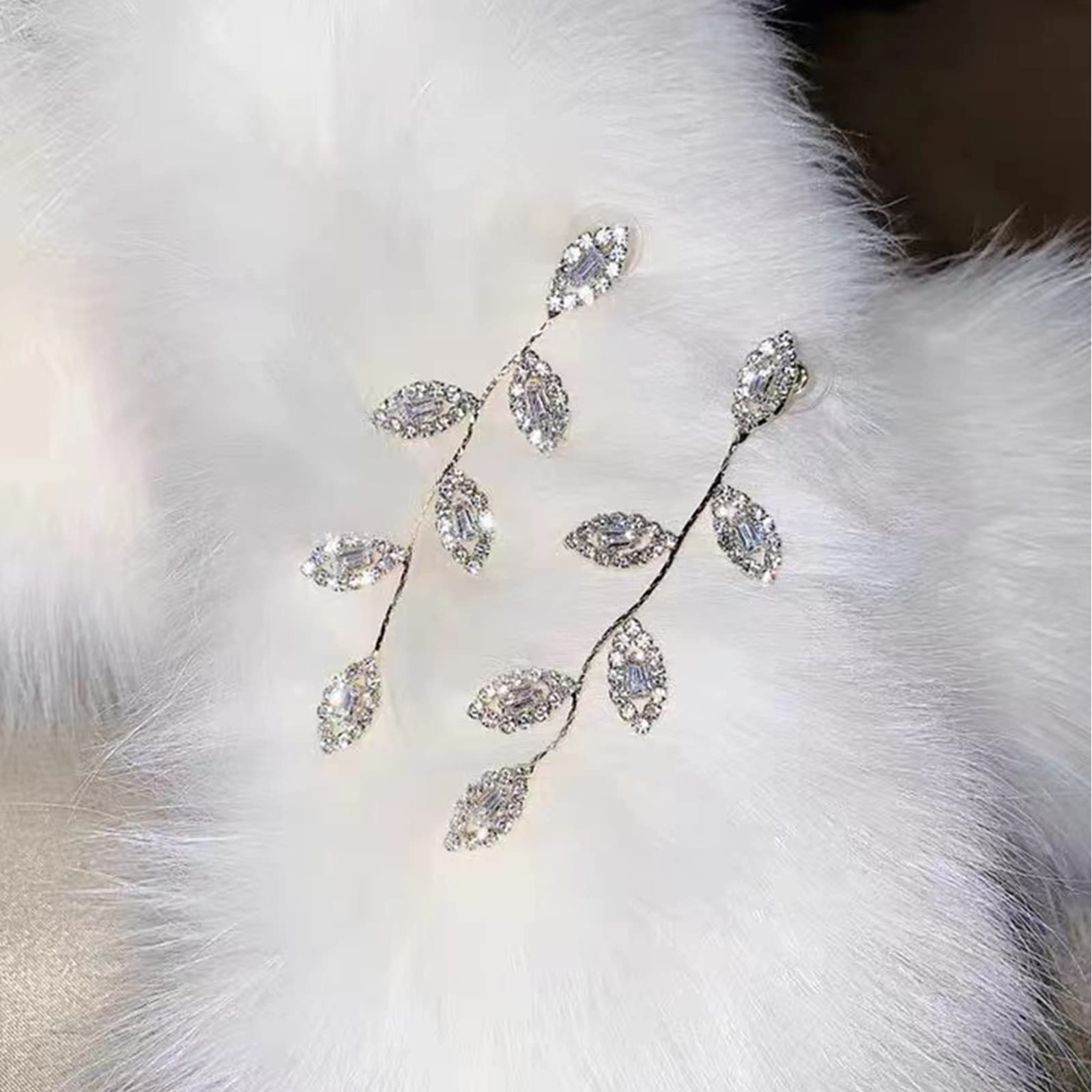 Elegant Crystal Cubic Zirconia Rhinestone Leaf Dangle Earrings for Wedding, Prom, Anniversary - Perfect Bridal Jewelry Gift for Bride, Bridesmaids & Special Occasions