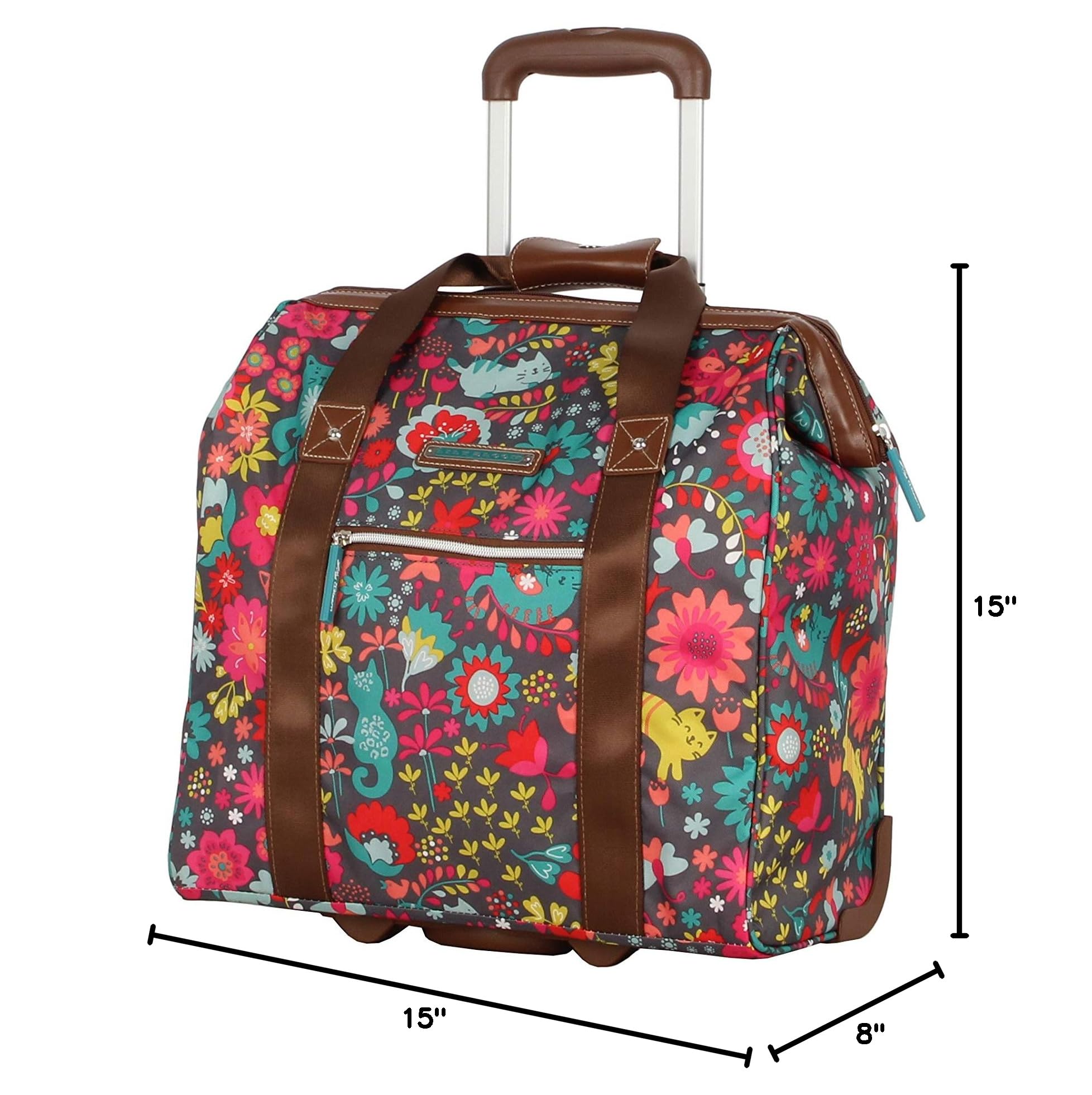 Lily Bloom Wheeled Carry-On Cabin Tote Bag with Playful Gray Design Pattern - Perfect for Air Travel, Weekend Getaways & Business Trips