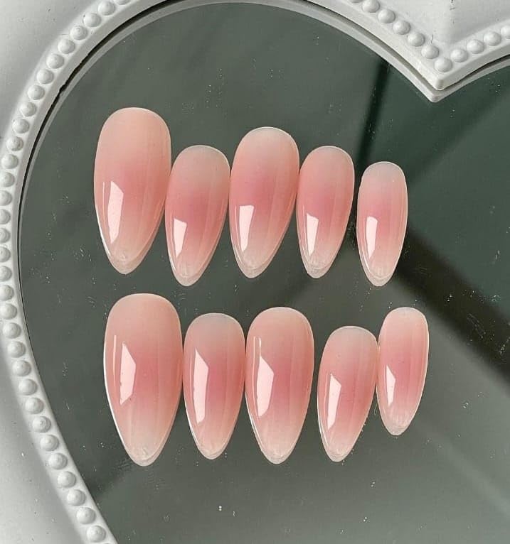 CHAND BEAUTY STUDIO French Artificial Nails with Stickers - Trendy Press on Nails for Women, Elegant Fake Nails Set in Peach Color - Perfect for Parties, Weddings & Special Occasions