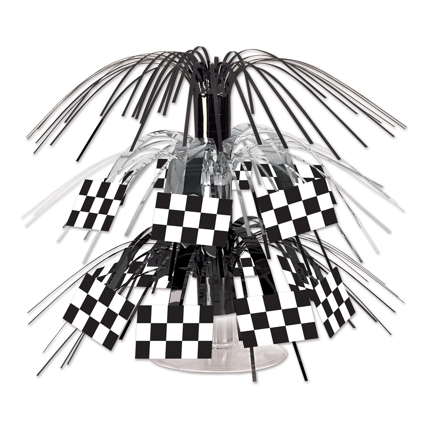 12 Pack Beistle Checkered Flag Mini Party Cascade Centerpieces - Red White & Blue Patriotic Decorations for 4th of July, Memorial Day, Graduation & Birthday Party Decor