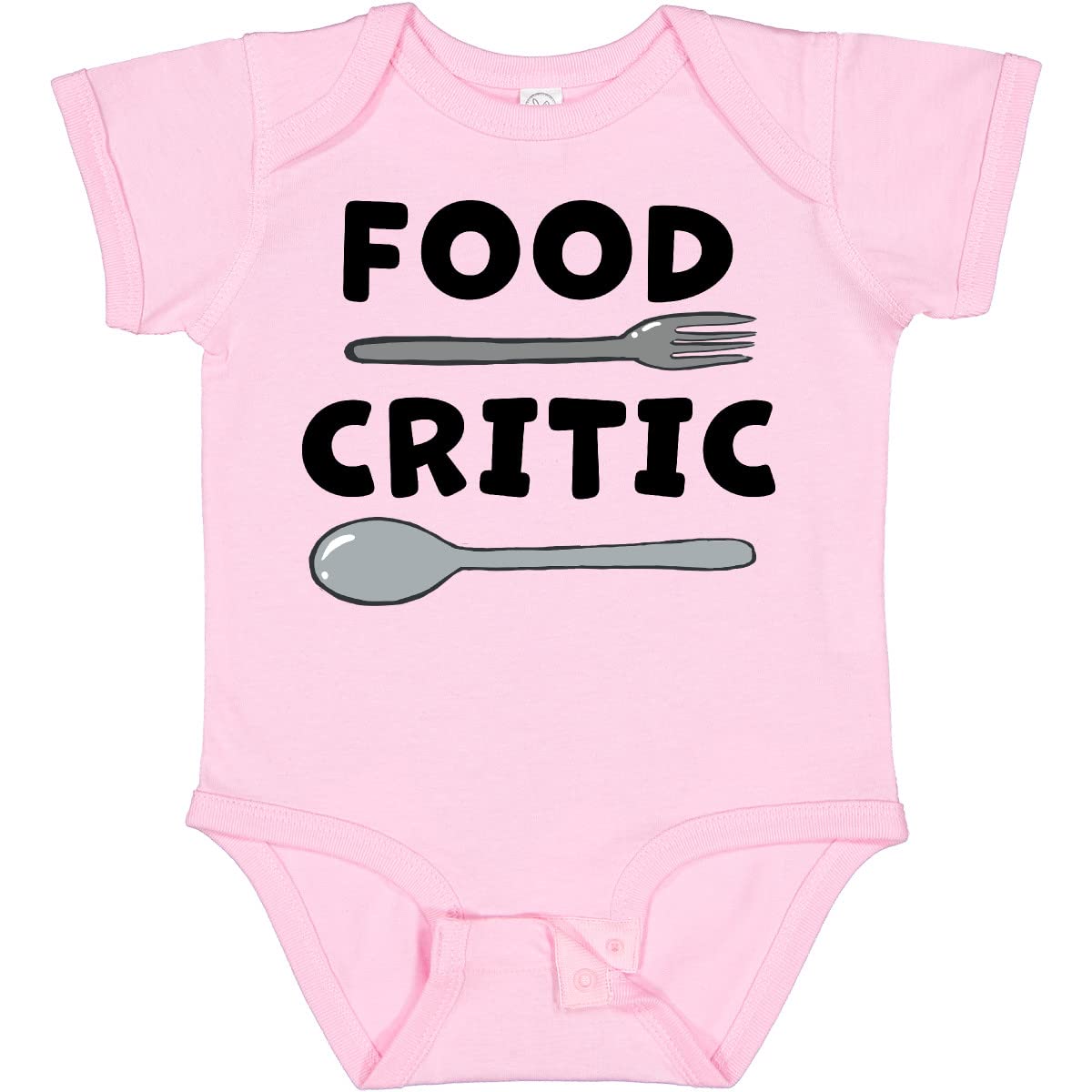 Inktastic Food Critic with Fork and Spoon Baby Bodysuit - Cute Infant Onesie for Food Lovers, Baby Shower Gift & Photo Outfit