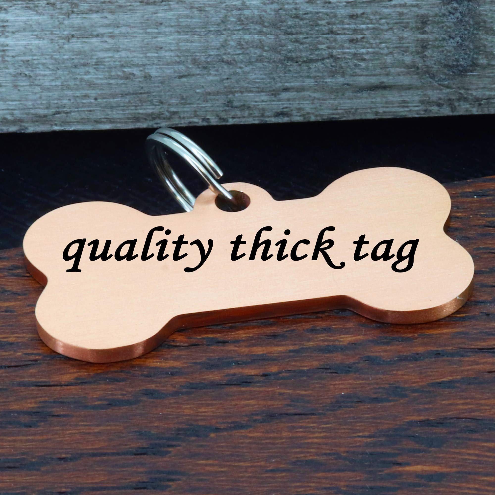 Custom Stainless Steel Dog ID Tag - Personalized Engraved Pet Tag with Rose Gold Finish for Large Dogs | Durable Brushed Metal Bone Shape | Perfect for Daily Walks, Travel & Safety Identification