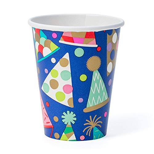 Caspari Party Hats & Paper Cups - 8 Pack (14620CP) for Birthday, Wedding & Holiday Celebrations