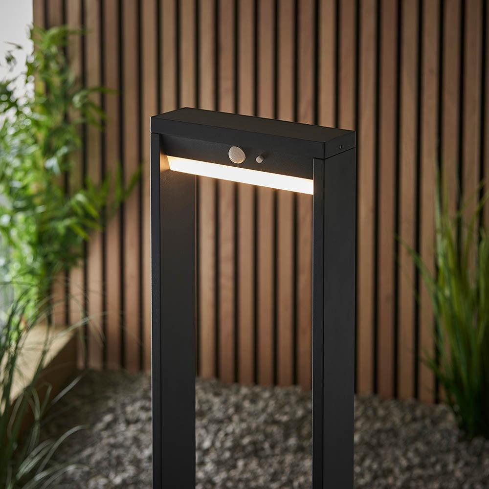 Dannah 1 Light Solar Powered Black Outdoor Lamppost with Motion Sensor PIR - Perfect for Garden, Pathway, Driveway and Patio Lighting