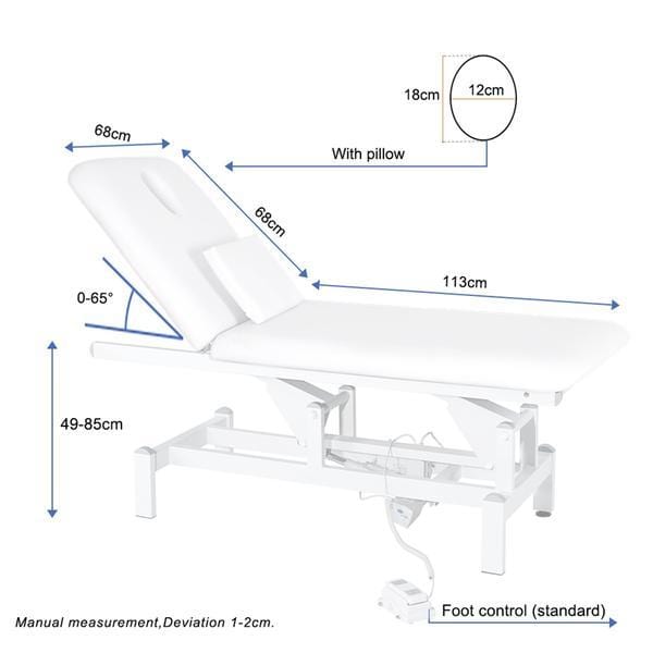 2-Section Adjustable Electric Beauty Bed & Massage Table with Dual Motors - White BA8231 | Perfect for Spa, Salon & Home Relaxation