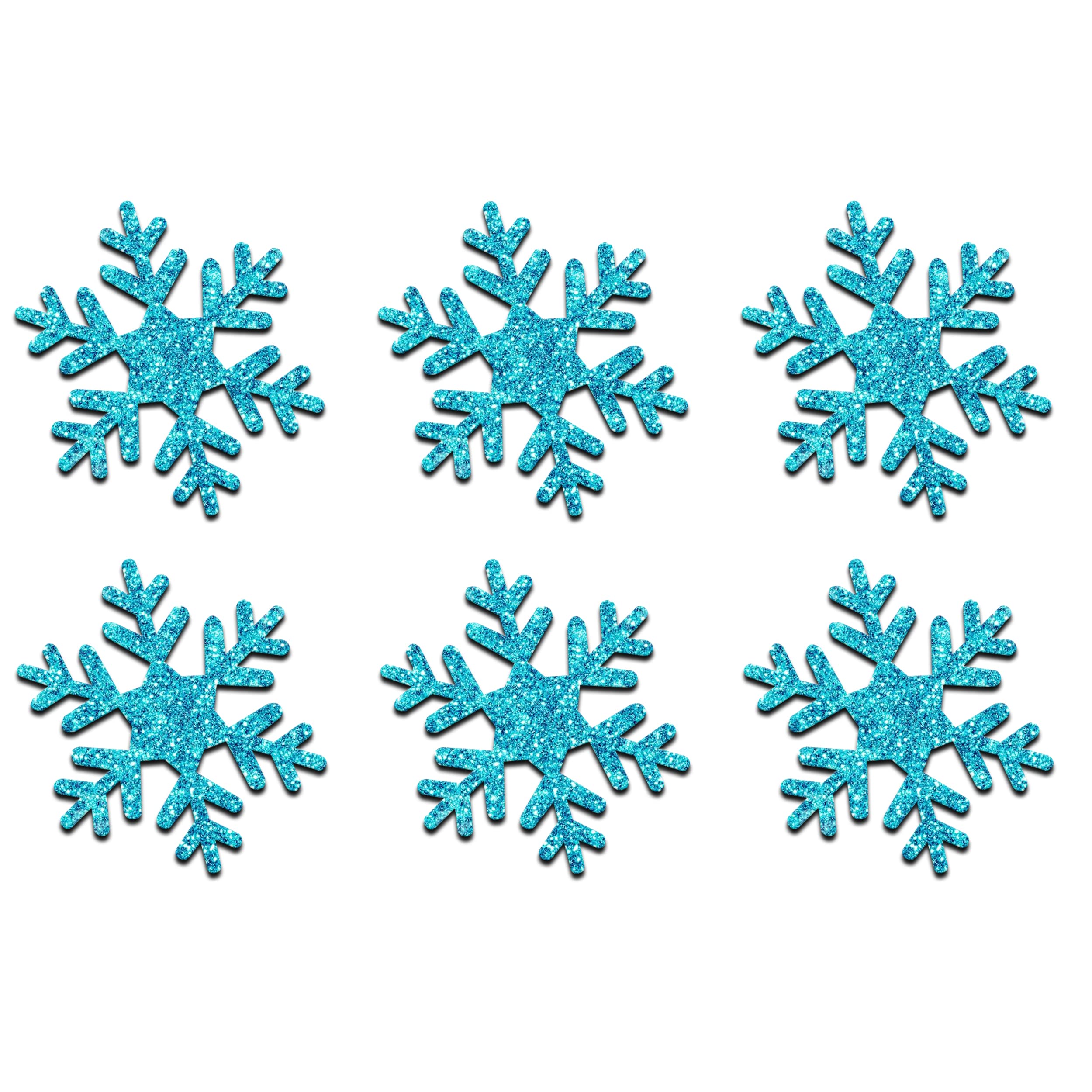 5 Pack Blue Glitter 2 Inch Snowflake Iron-On Patches for DIY Clothing, Costumes & Winter Crafts - Perfect for Jackets, Hats, Bags & Holiday Decorations