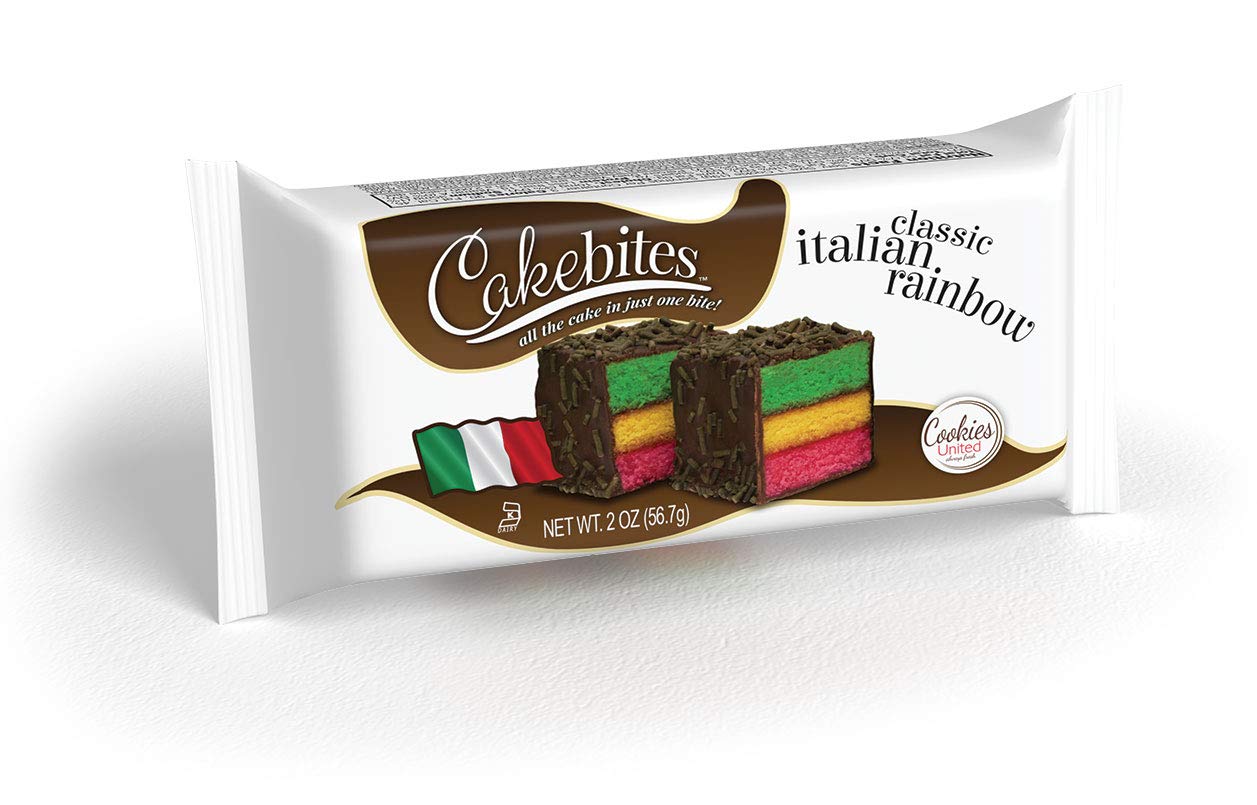 Italian Rainbow Cake Bites Cookies - 2 oz (12 Count, Pack of 8) | Delicious Rainbow Treats for Parties, Gifts & Dessert Platters
